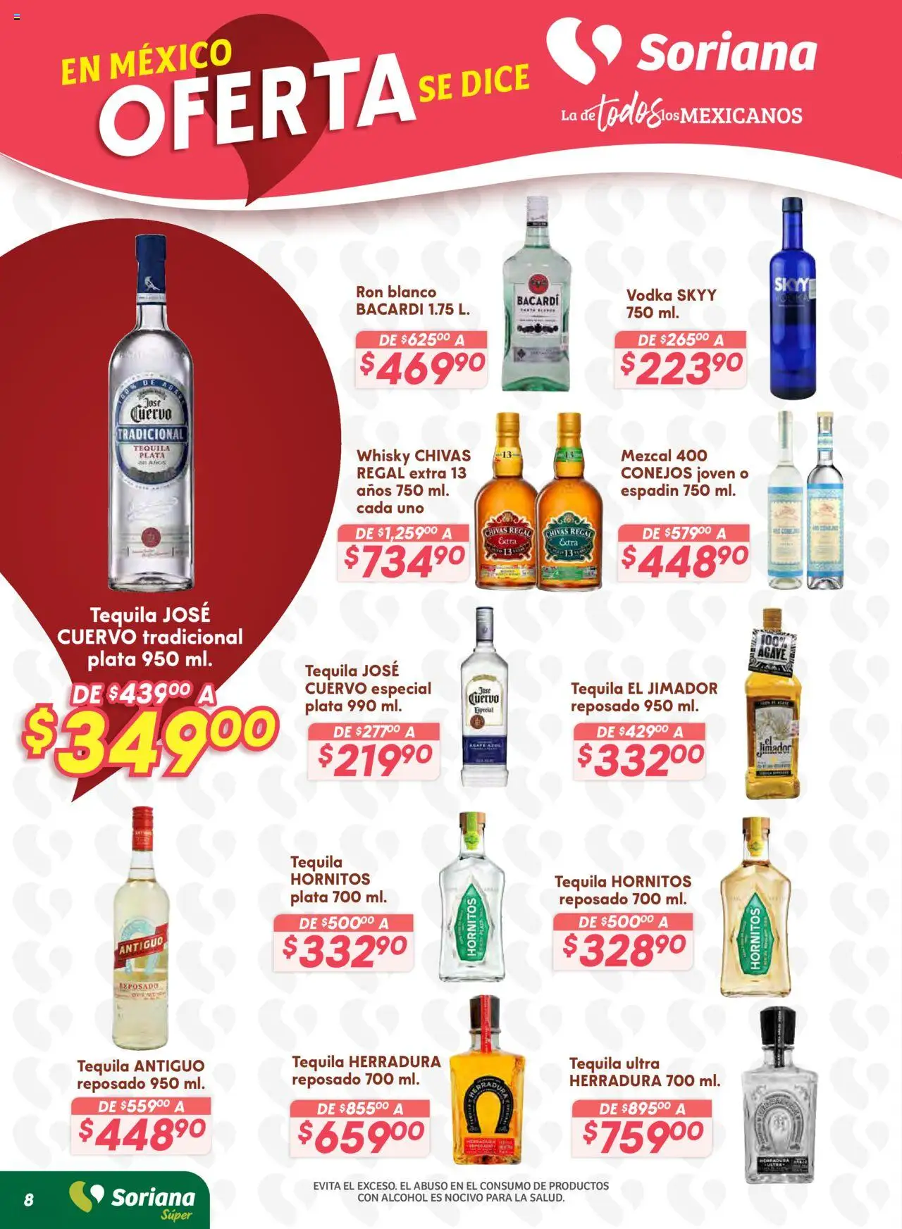 Nuevas ofertas de Soriana válidas en toda la República Mexicana desde el 16.10.2025. ¡Encuentra las mejores ofertas en Soriana - Preciazazaso Súper: Edo Mex, Gro, Hgo, Mor, Pue, Qto, Tlax, Ver! | Página: 15 | Productos: Tequila, Vodka, Whisky