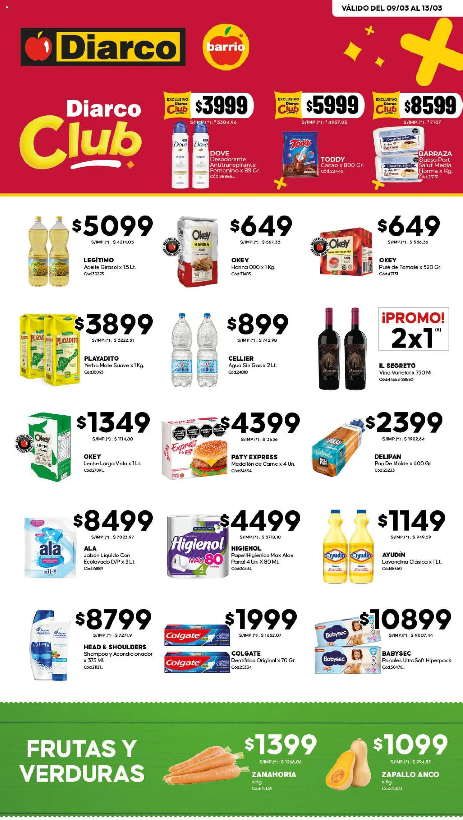 Diarco - OFERTAS DIARCO BARRIO │ válido desde el 09.03.2026 | Página: 1 | Productos: Jabón líquido, Desodorante, Antitranspirante, Agua
