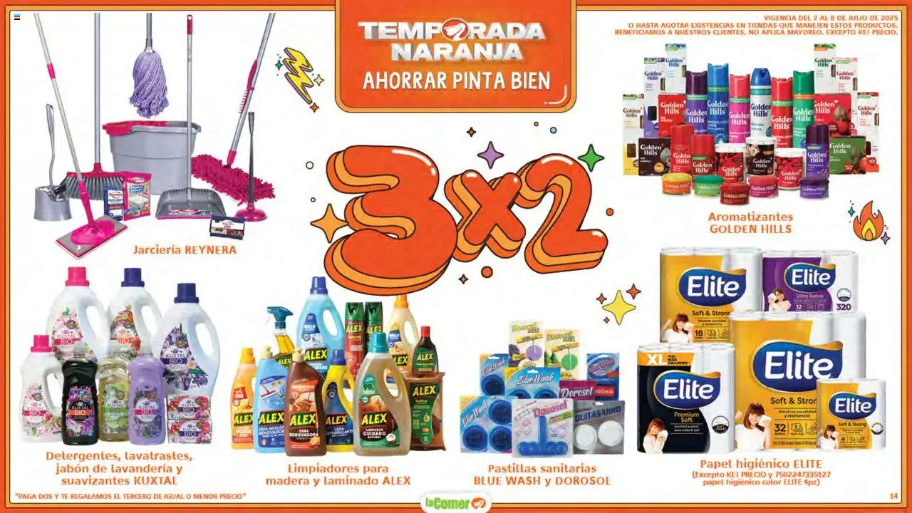 Nuevas ofertas de La Comer válidas en toda la República Mexicana desde el 02.07.2025. ¡Encuentra las mejores ofertas en La Comer folleto! | Página: 14 | Productos: Cera, Papel higiénico, Bowl, Jabón