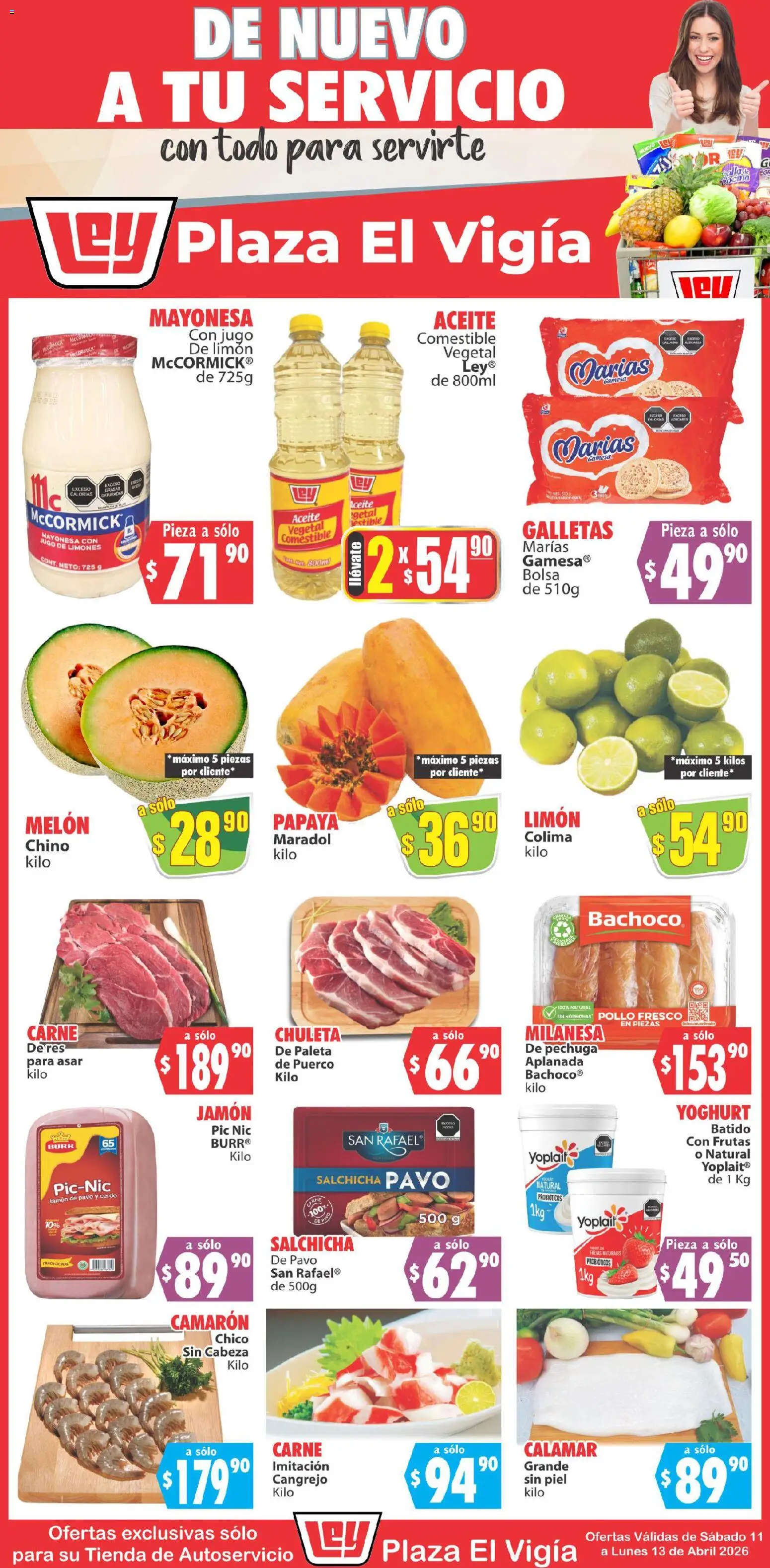 Nuevas ofertas de Casa Ley válidas en toda la República Mexicana desde el 11.04.2026. ¡Encuentra las mejores ofertas en Casa Ley folleto Plaza El Vigía! | Página: 1 | Productos: Melón, Paleta, Limón, Jugo