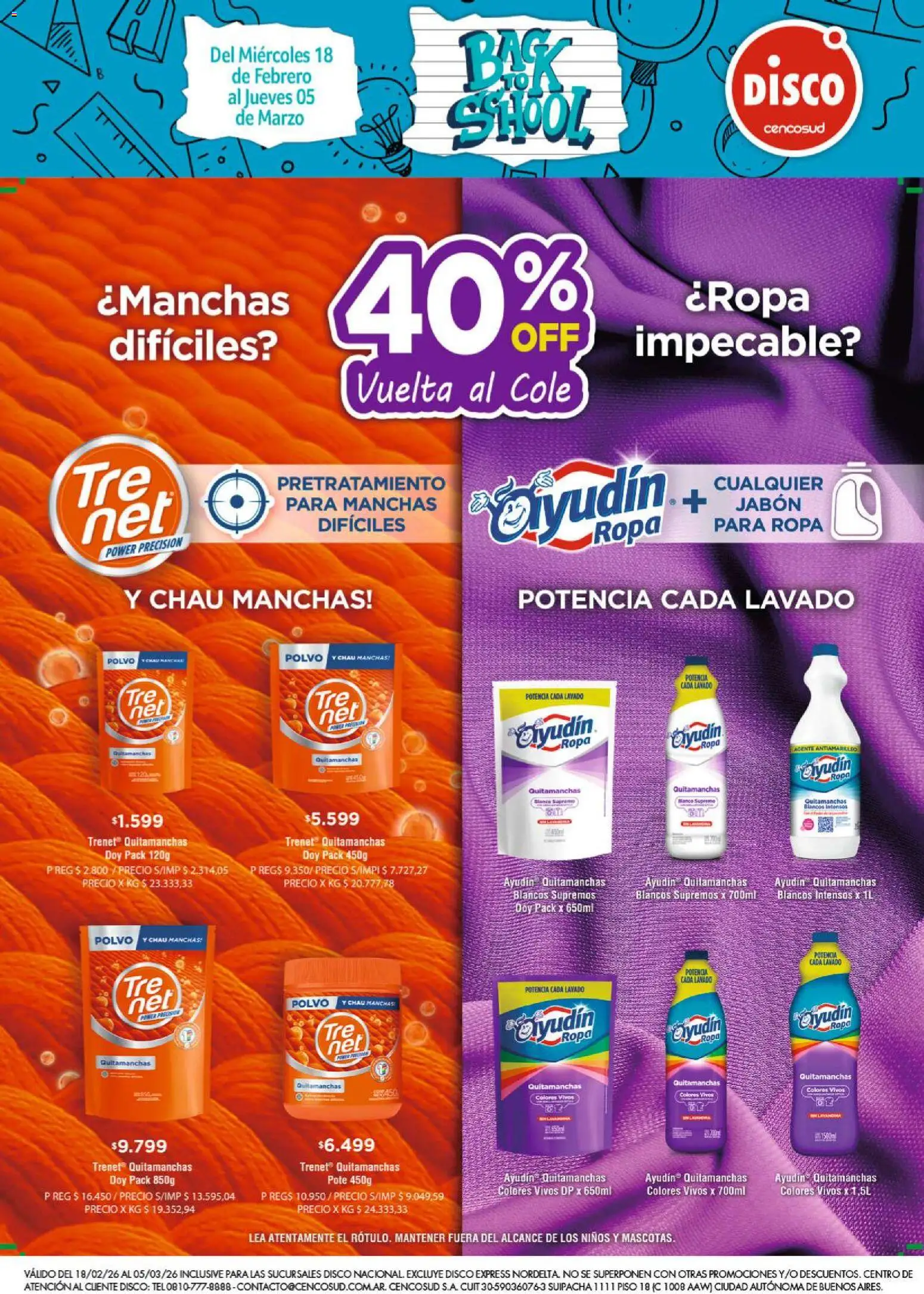 Disco - FOLLETO VUELTA AL COLE MASIVOS │ válido desde el 18.02.2026 | Página: 12 | Productos: Disco, Polvo, Jabón, Ropa