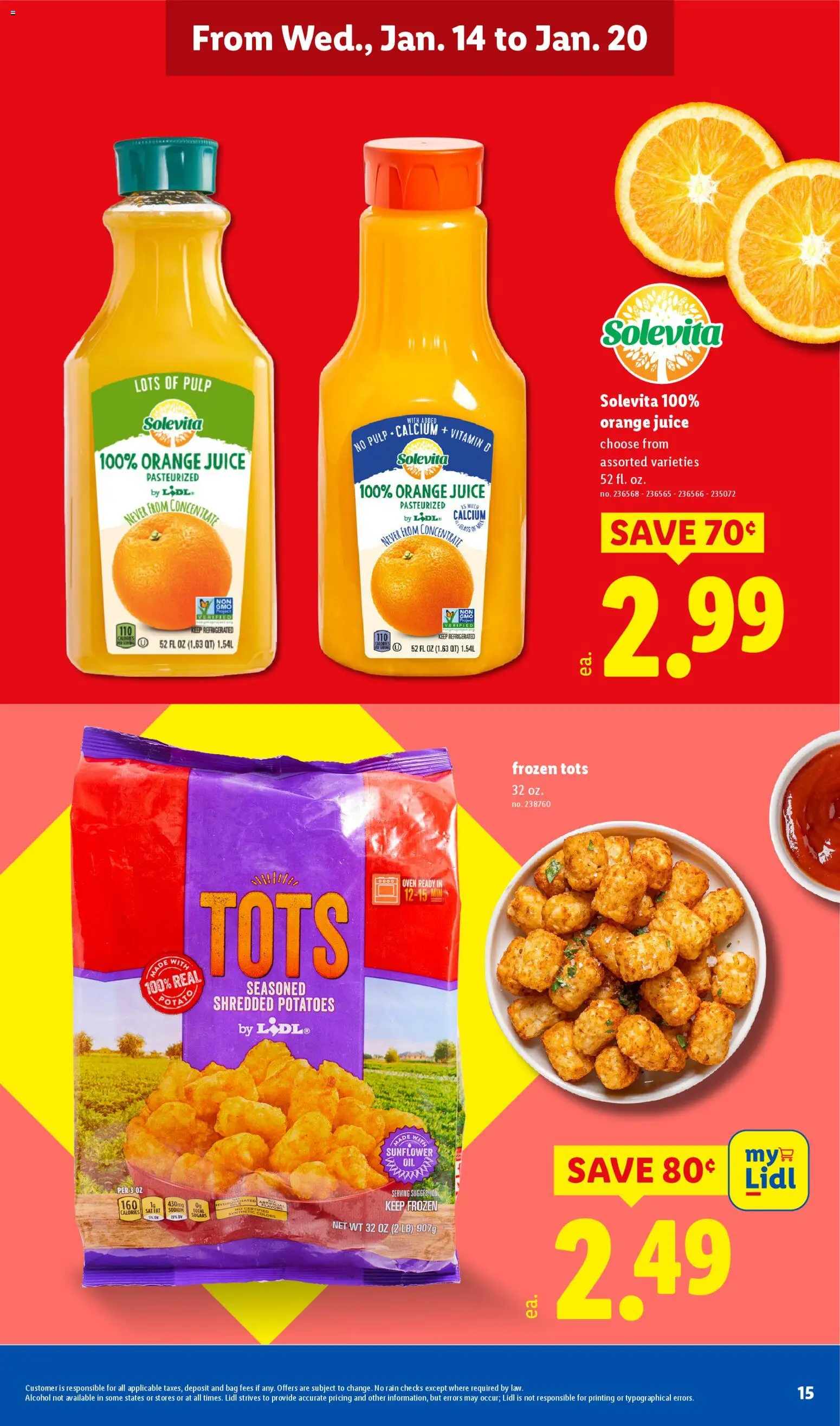 Lidl Weekly Ad - valid from 14.01.2026 | Page: 15 | Products: Juice, Potatoes, Bag, Oven