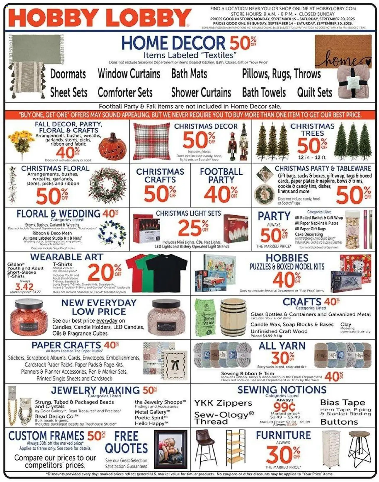 Hobby Lobby Weekly Ad - valid from 15.09.2025 | Page: 1