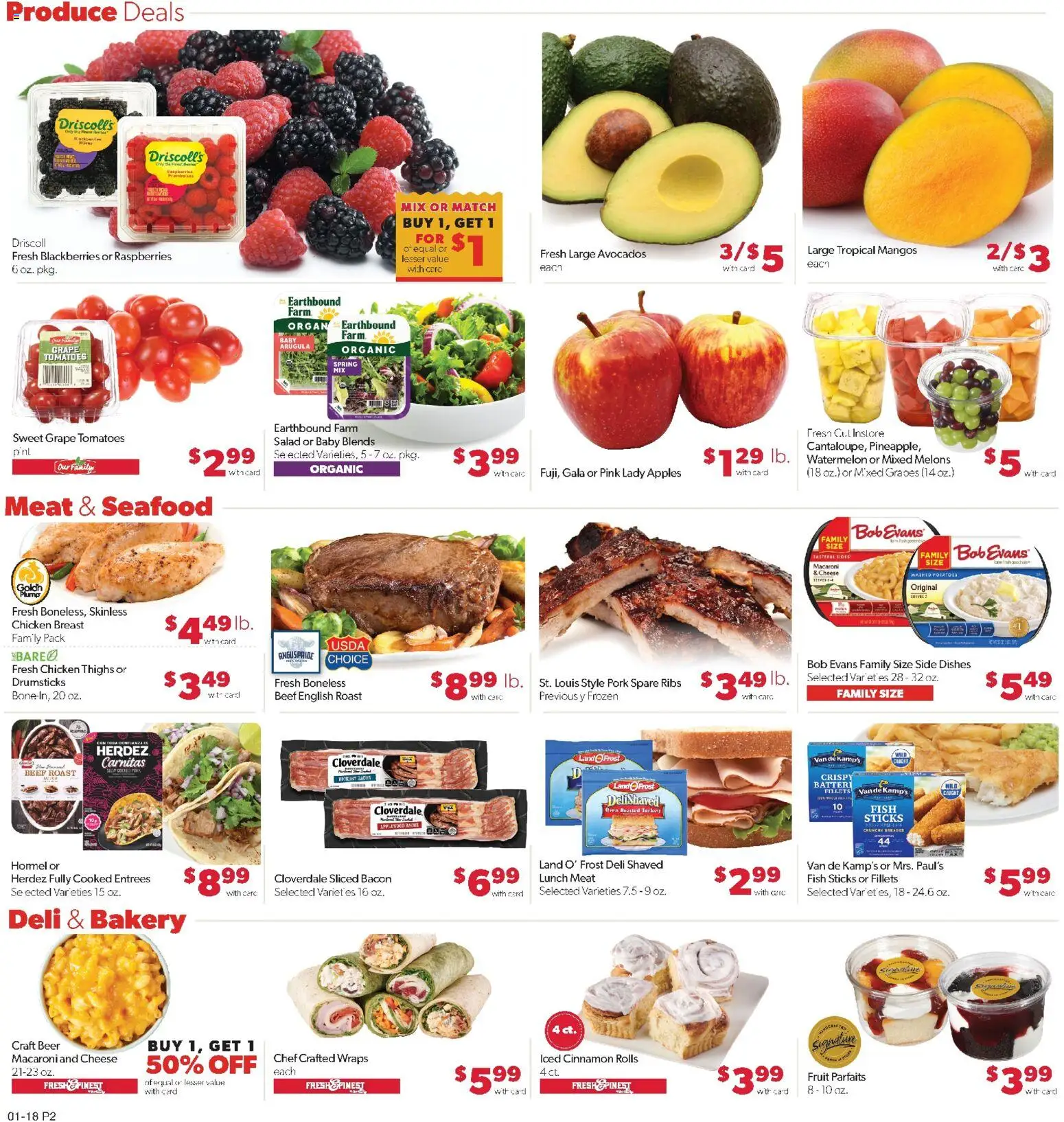 Family Fare Weekly Ad - valid from 18.01.2026 | Page: 2 | Products: Fish, Potatoes, Watermelon, Grapes
