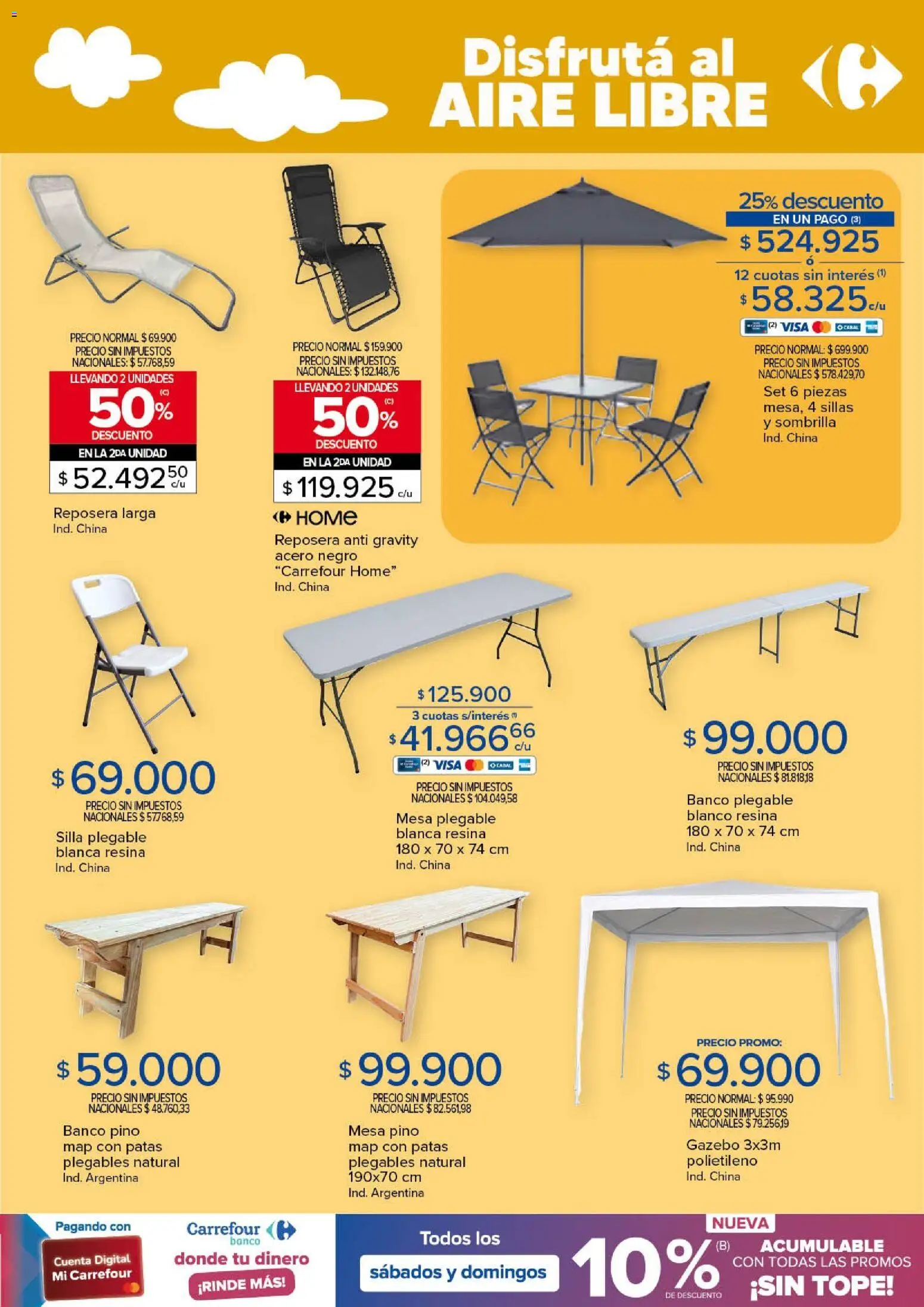 Carrefour ofertas │ válido desde el 23.12.2025 | Página: 7 | Productos: Reposera, Banco, Gazebo, Silla
