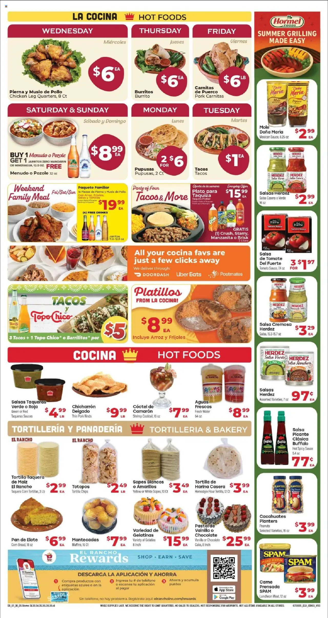 El Rancho Weekly Ad 3 - valid from 30.07.2025 | Page: 3 | Products: Bakery, Pork, Chips, Sauce