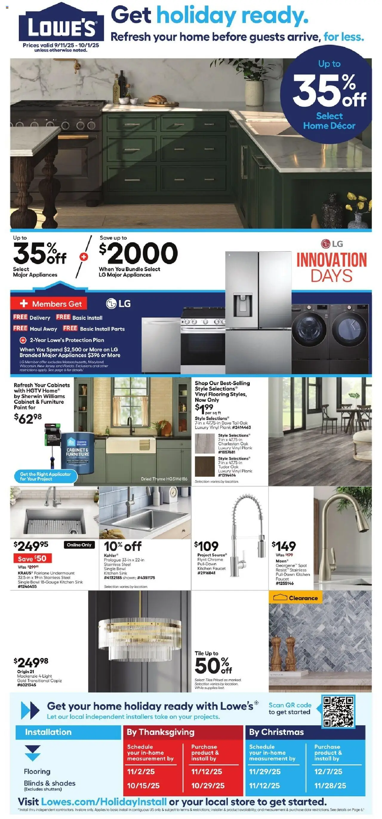 Lowe's Weekly Ad - valid from 11.09.2025 | Page: 1 | Products: Kitchen Faucet, Date