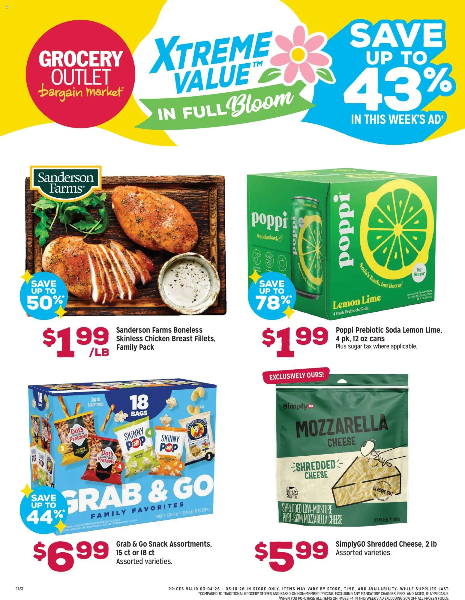 Grocery Outlet Weekly Ad - OH - valid from 04.03.2026 | Page: 1 | Products: Cheese, Sugar, Lemon, Lime
