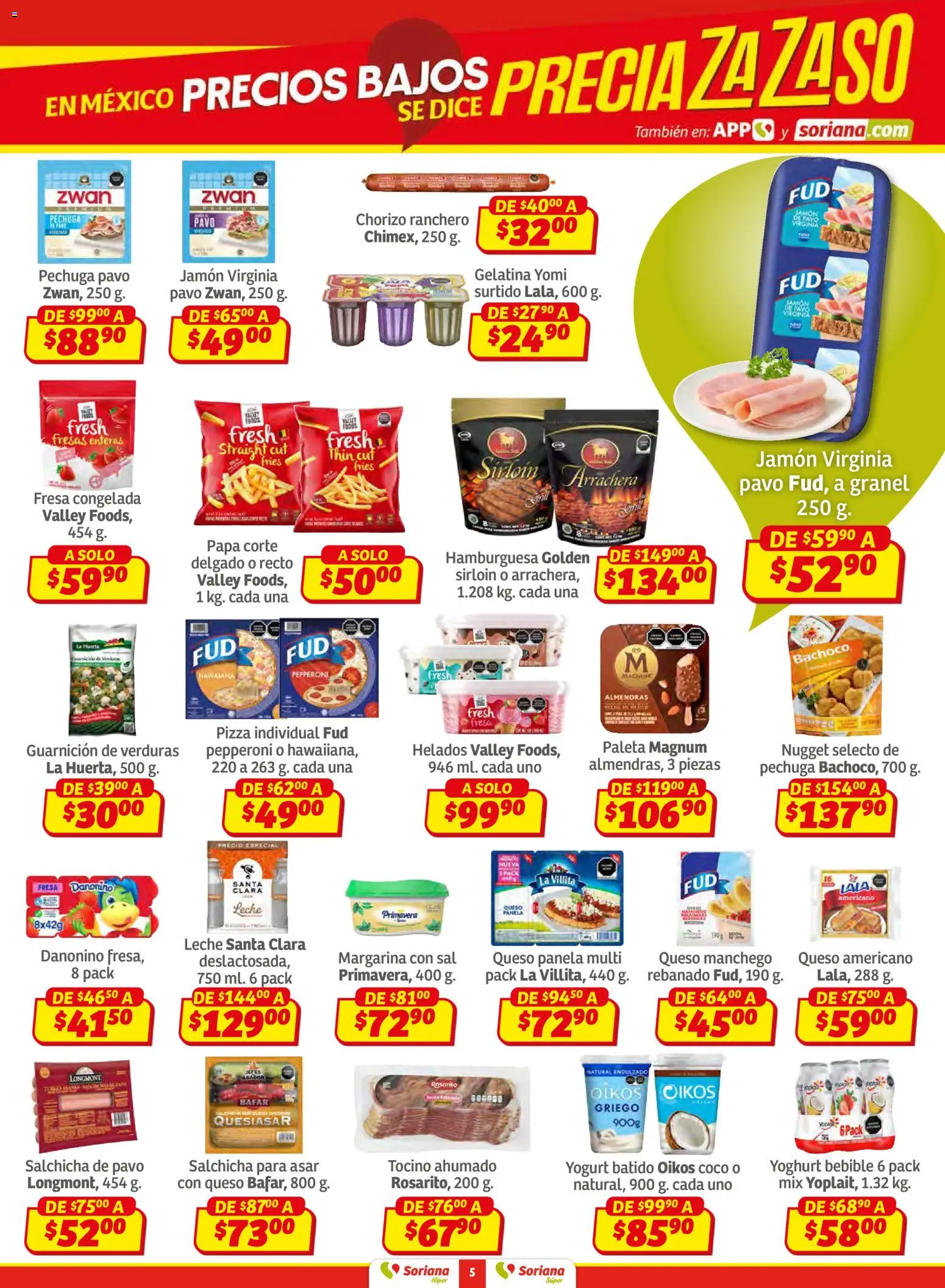Nuevas ofertas de Soriana válidas en toda la República Mexicana desde el 02.01.2026. ¡Encuentra las mejores ofertas en Soriana - Preciazazaso Súper: BCS, Jal, Nay, Sin, Son! | Página: 5 | Productos: Almendras, Sal, Chorizo, Fresas