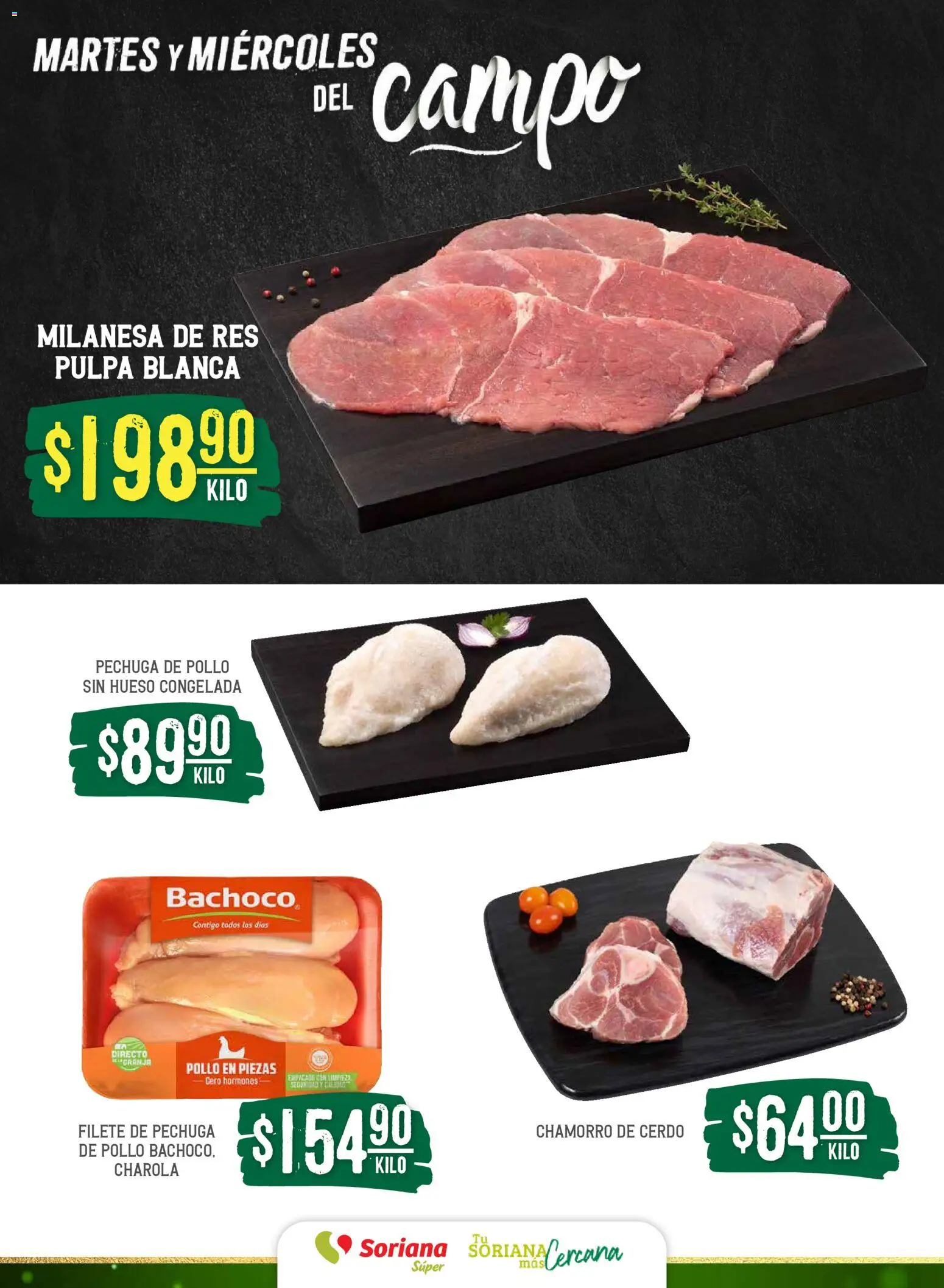 Nuevas ofertas de Soriana válidas en toda la República Mexicana desde el 09.12.2025. ¡Encuentra las mejores ofertas en Soriana - Martes y Miércoles del Campo Súper: BCS, Son y Sin! | Página: 4 | Productos: Pollo, Milanesa, Cerdo, Res