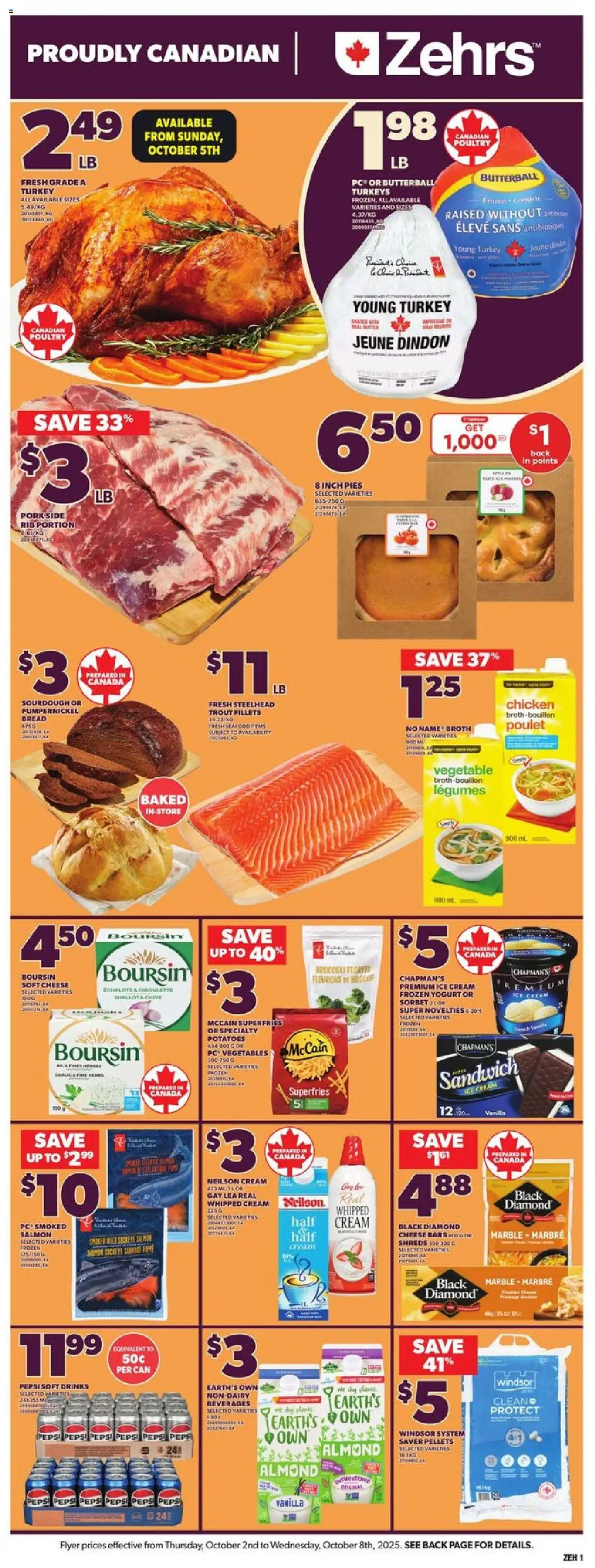 Zehrs flyer valid from 02.10.2025 | Page: 3 | Products: Cream, Potatoes, Yogurt, Bread