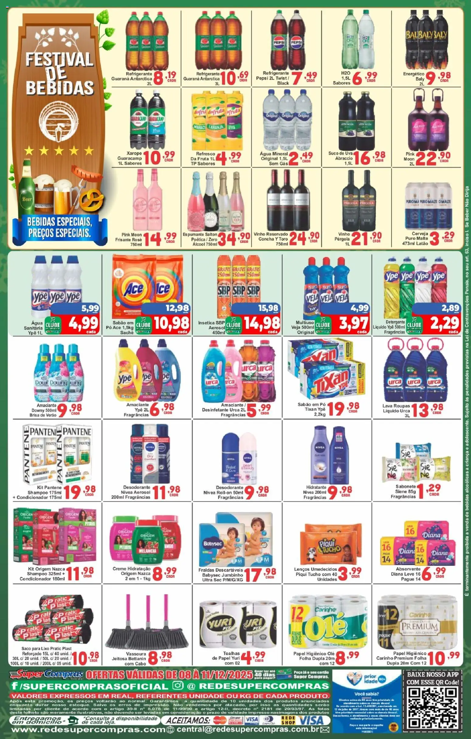 Rede Super Compras Folheto - válido de 08.12.2025 | Página: 4 | Produtos: Guaraná, Cerveja, Fraldas, Desinfetante