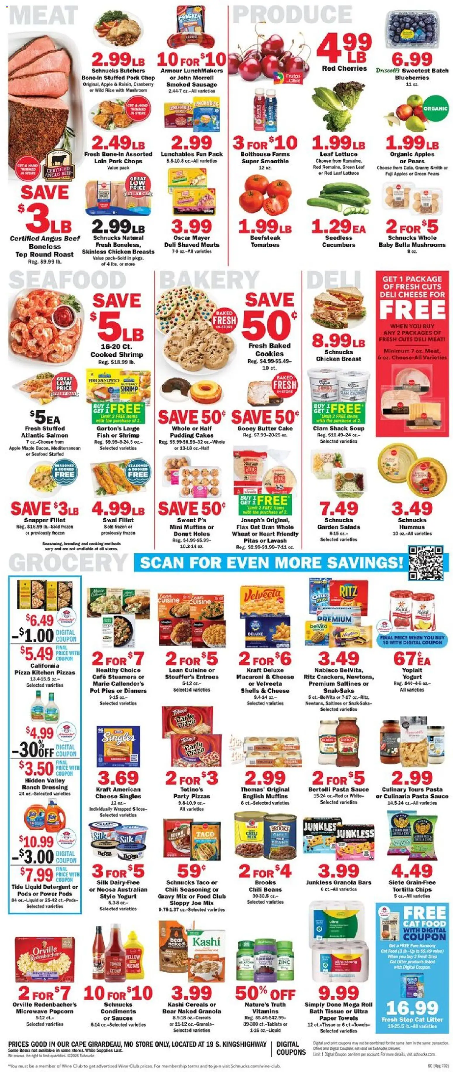 Schnucks Weekly Print Ad - MO - valid from 02.01.2026 | Page: 4 | Products: Bakery, Fish, Beef, Detergent