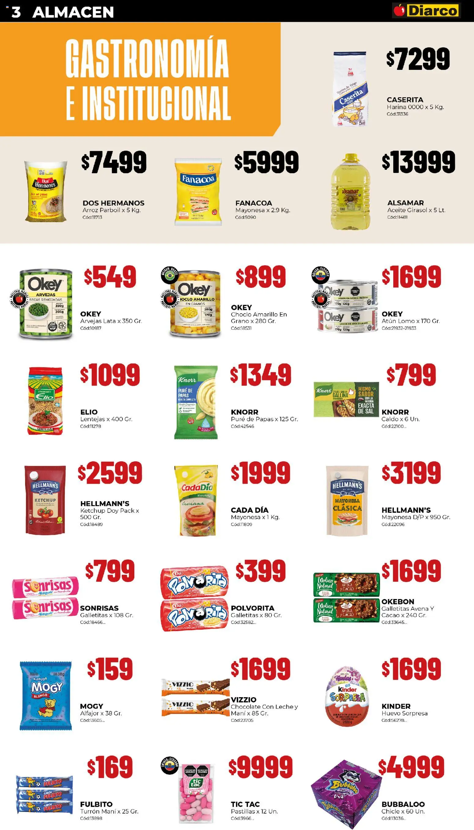 Diarco ofertas │ válido desde el 27.10.2025 | Página: 3 | Productos: Galletitas, Mayonesa, Arvejas, Arroz