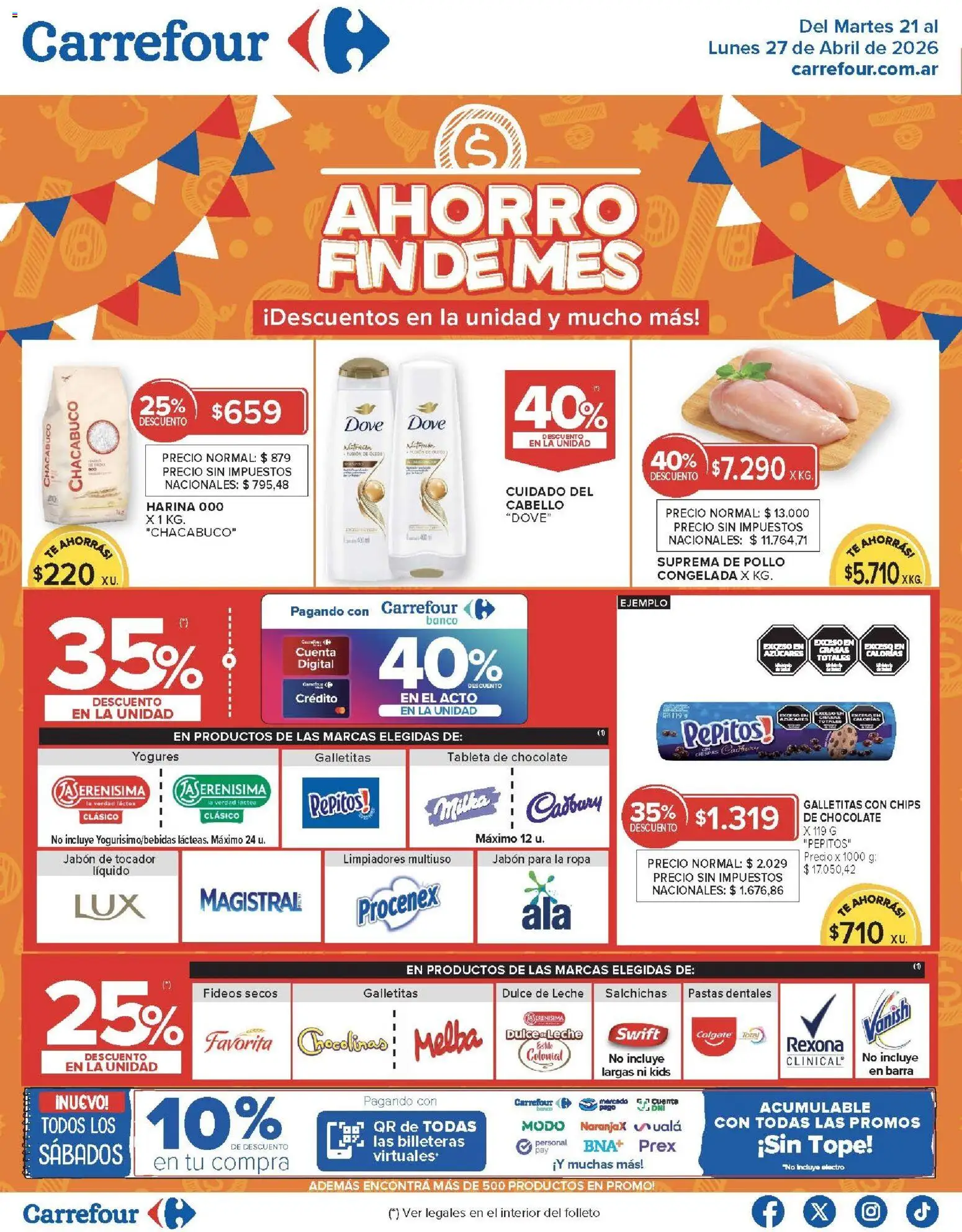 Carrefour -Carrefour Hiper │ válido desde el 21.04.2026 | Página: 1 | Productos: Pollo, Dulce de leche, Jabón, Fideos
