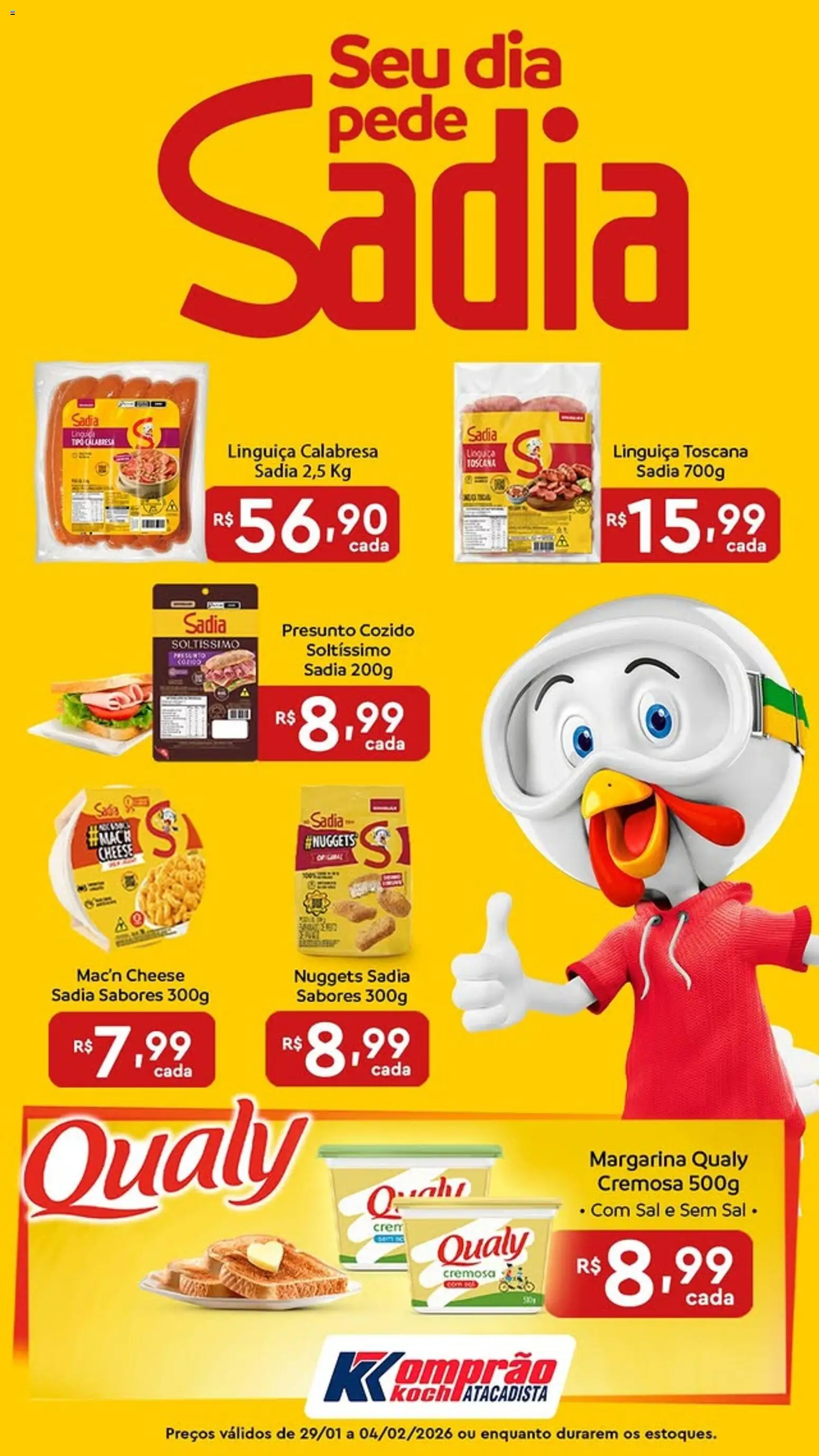 Komprao Atacadista Folheto - válido de 29.01.2026 | Página: 1 | Produtos: Linguiça, Presunto, Sal, Margarina