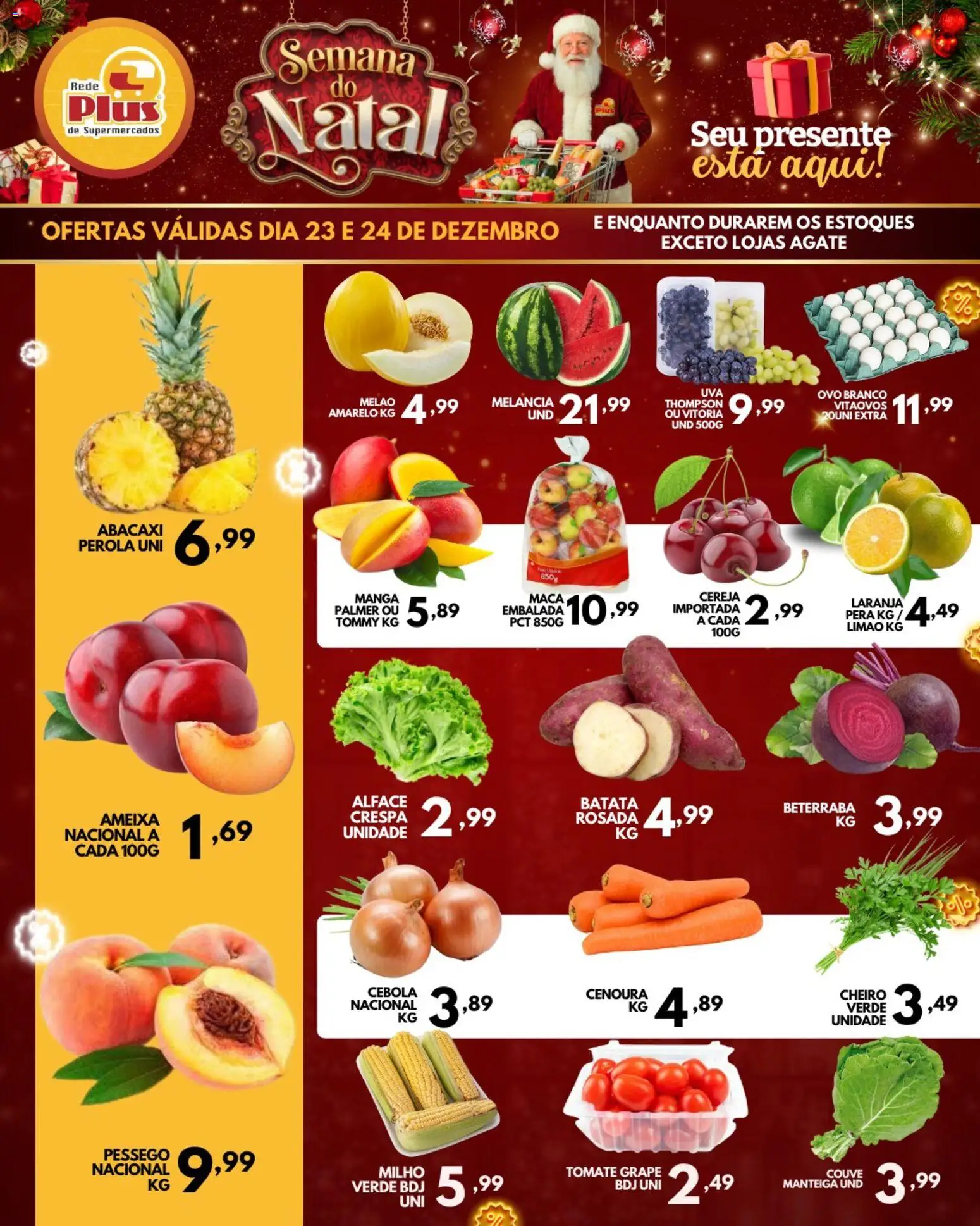 Rede Plus Supermercados Folheto - válido de 23.12.2025 | Página: 1 | Produtos: Cereja, Abacaxi, Alface, Ameixa