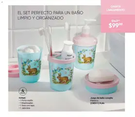 Vista previa de Juego de baño conejito, Plástico. 4 piezas: 1 Porta cepillo, 1 Dispensador, 1 Vaso con tapa, 1 Jabonera., nuevo folleto de la tienda, válido en México a partir del 20.02.2026 | Página: 33 | Productos: Juego, Baño