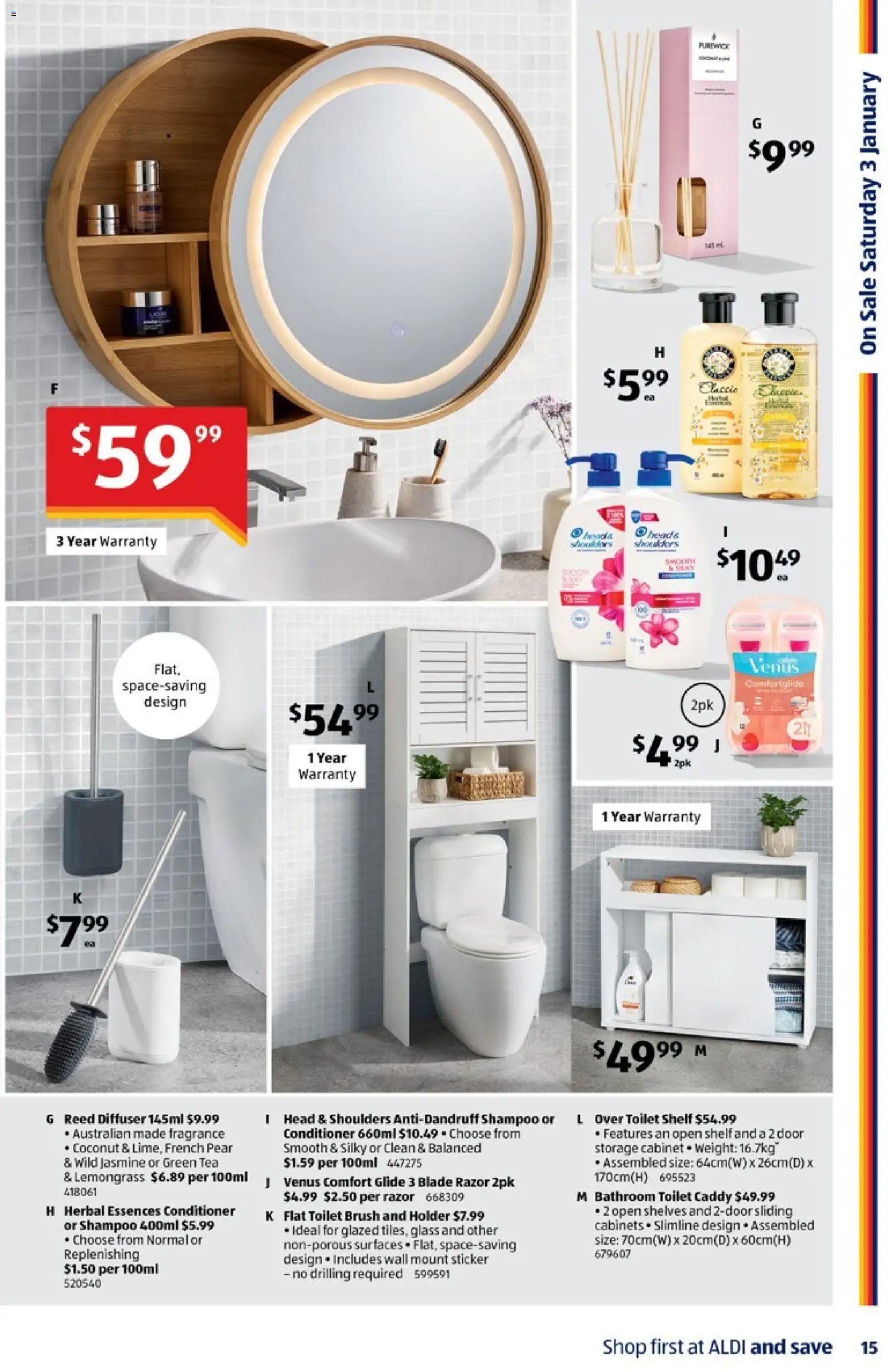 Aldi catalogue - valid from 31.12.2025 | Page: 15 | Products: Toilet, Brush, Shampoo, Bathroom