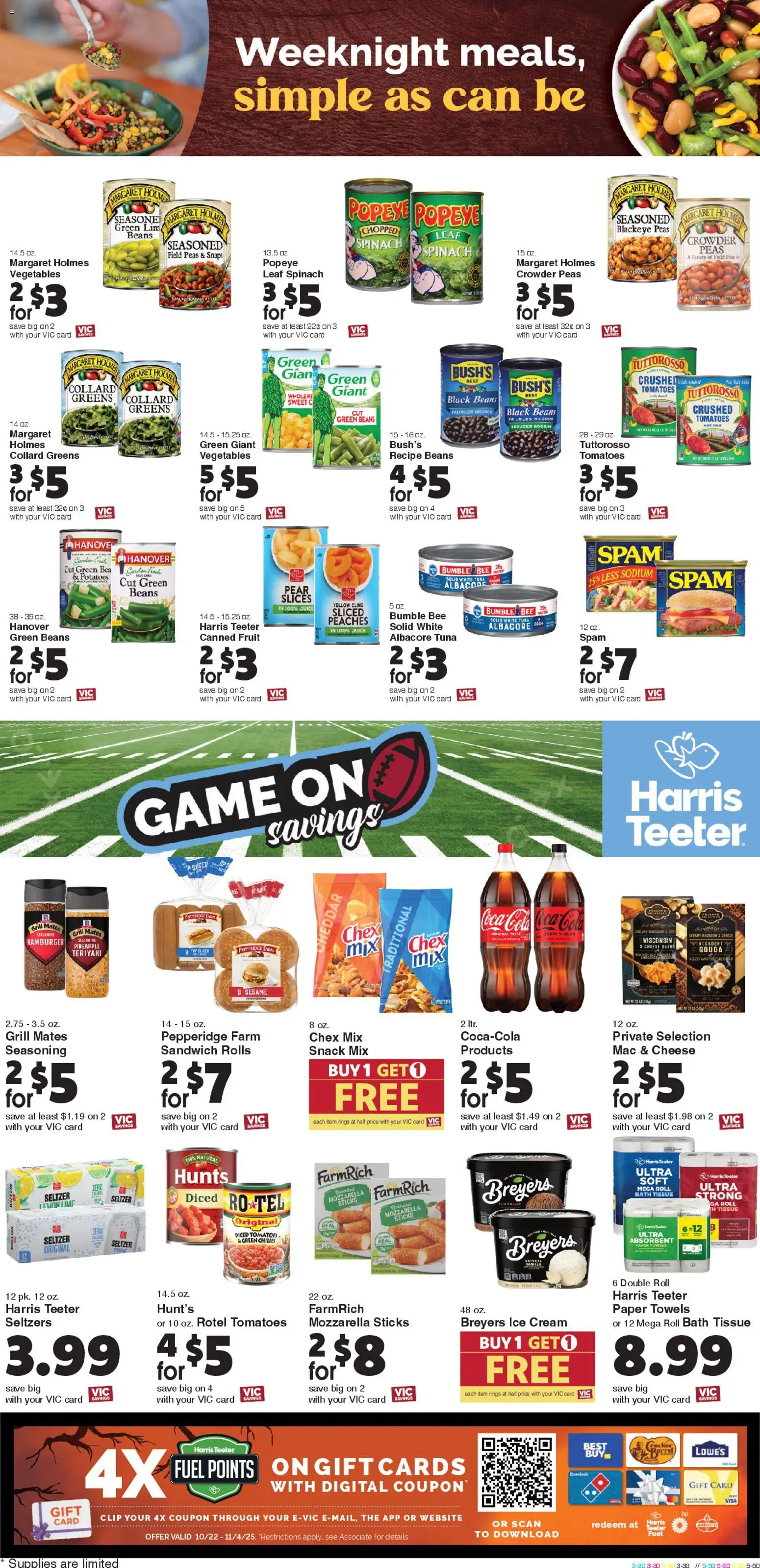 Harris Teeter Weekly Ad - SC - valid from 22.10.2025 | Page: 9 | Products: Peaches, Pineapple, Potatoes, Greens