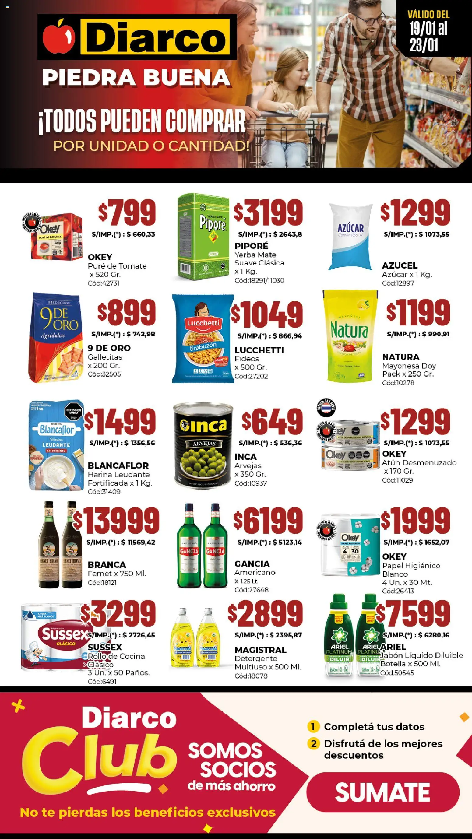 Diarco - Especial Piedrabuena │ válido desde el 19.01.2026 | Página: 1 | Productos: Jabón líquido, Arvejas, Pure de Tomate, Tomates