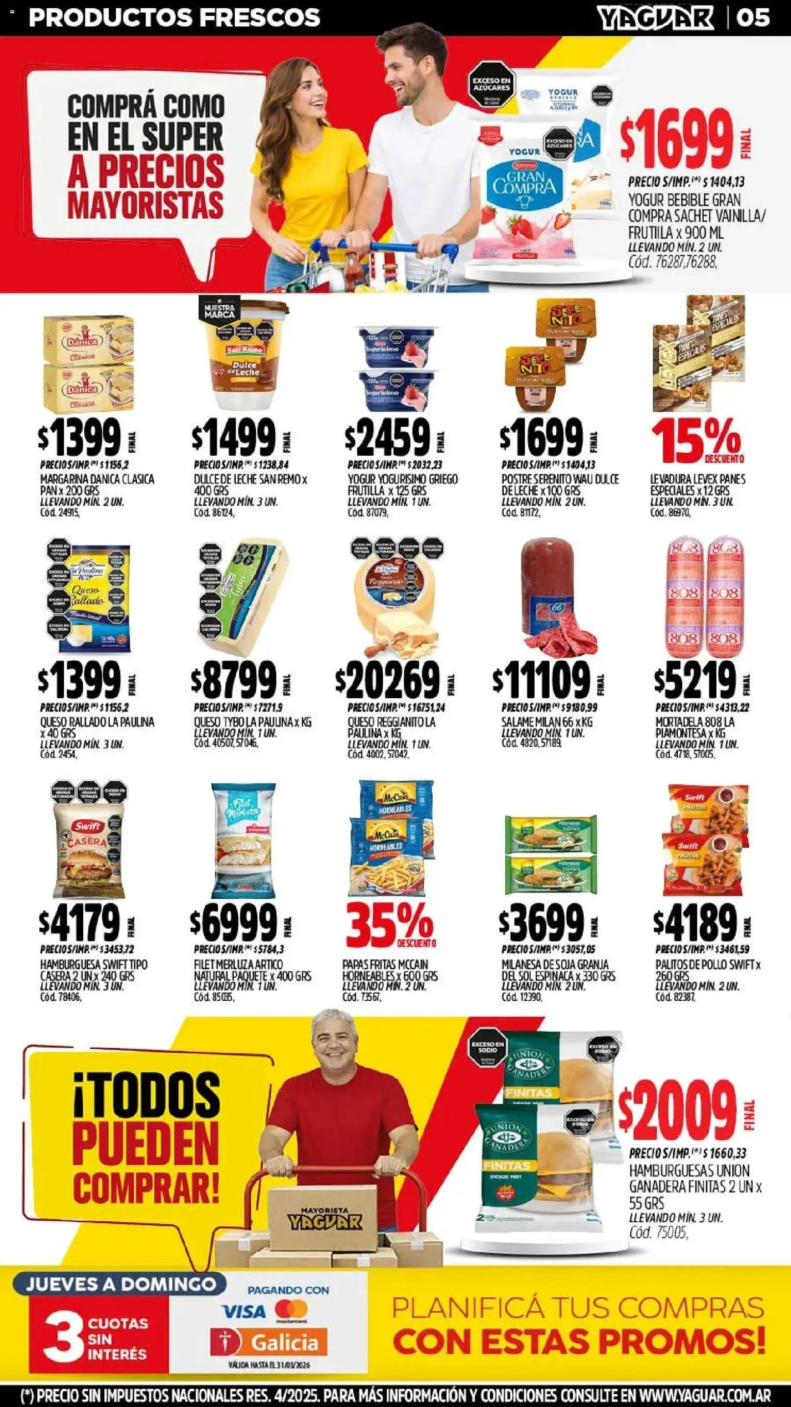 Yaguar - Oferta Semanal Trelew │ válido desde el 02.03.2026 | Página: 5 | Productos: Pollo, Yogur, Margarina, Papas fritas
