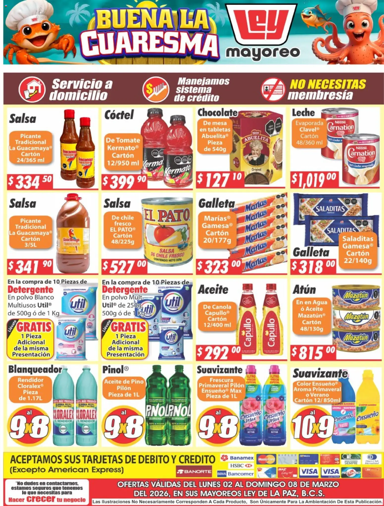 Nuevas ofertas de Casa Ley válidas en toda la República Mexicana desde el 02.03.2026. ¡Encuentra las mejores ofertas en Casa Ley folleto La Paz! | Página: 2 | Productos: Detergente, Atún, Mesa, Polvo