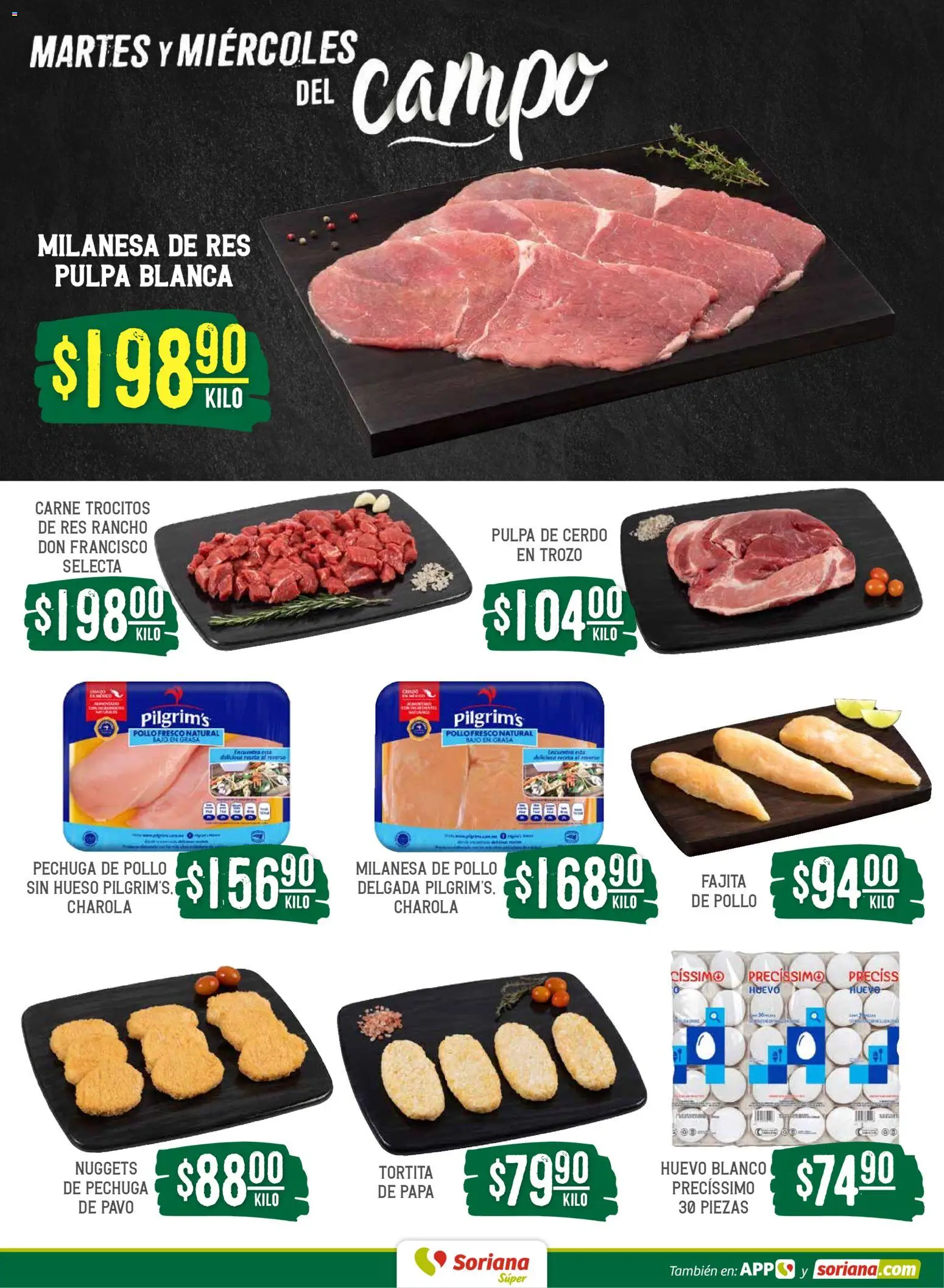 Nuevas ofertas de Soriana válidas en toda la República Mexicana desde el 17.03.2026. ¡Encuentra las mejores ofertas en Soriana Martes y Miércoles del Campo Súper: Tamaulipas (excepto Cd. Victoria y Tampico)! | Página: 5 | Productos: Pollo, Milanesa, Papa, Huevo
