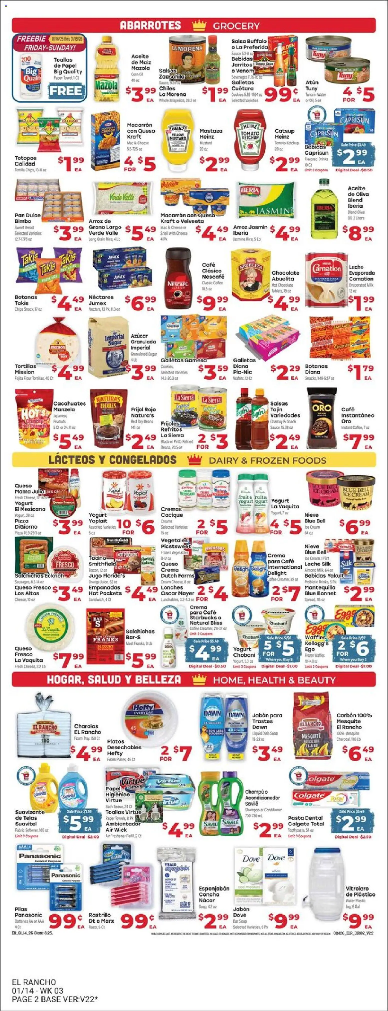 El Rancho - Weekly Ad - valid from 14.01.2026 | Page: 2 | Products: Cheese, Bread, Bar Soap, Lime