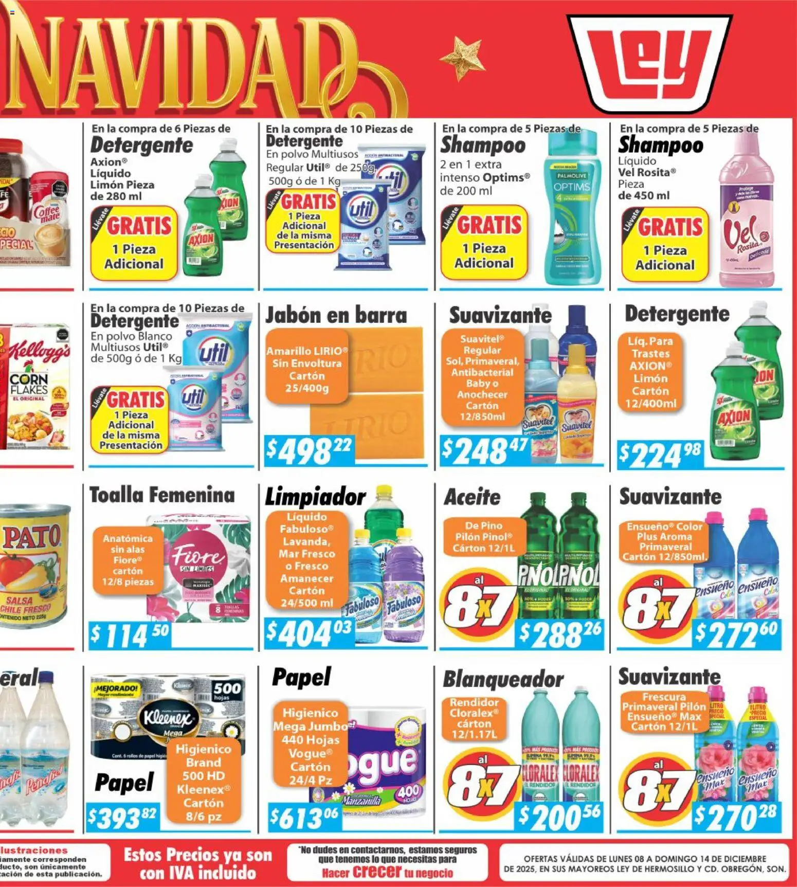 Nuevas ofertas de Casa Ley válidas en toda la República Mexicana desde el 08.12.2025. ¡Encuentra las mejores ofertas en Casa Ley folleto Hermosillo! | Página: 6 | Productos: Aceite, Toalla, Polvo, Jabón
