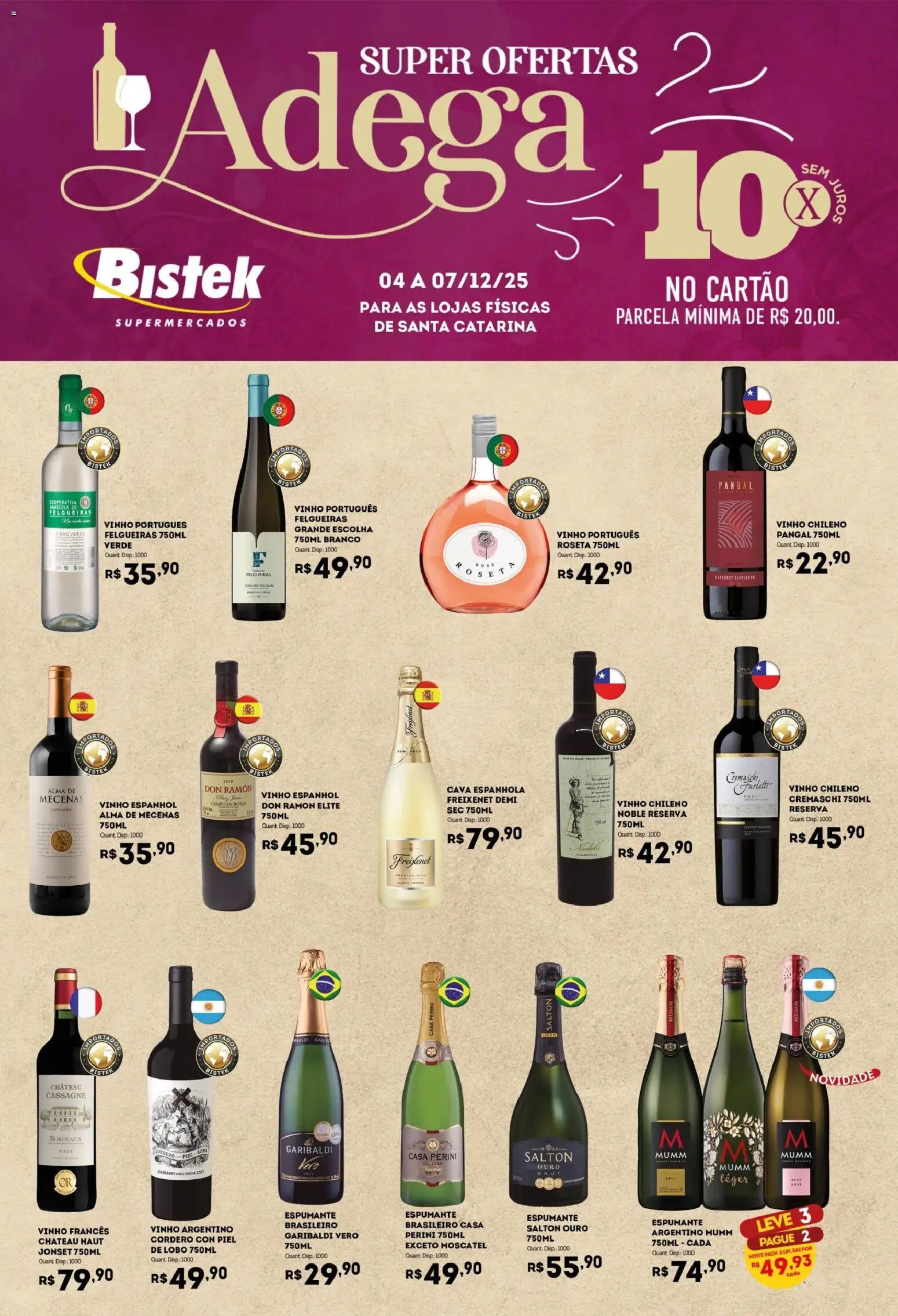 Bistek Supermercados Folheto - válido de 04.12.2025 | Página: 1 | Produtos: Espumante, Vinho