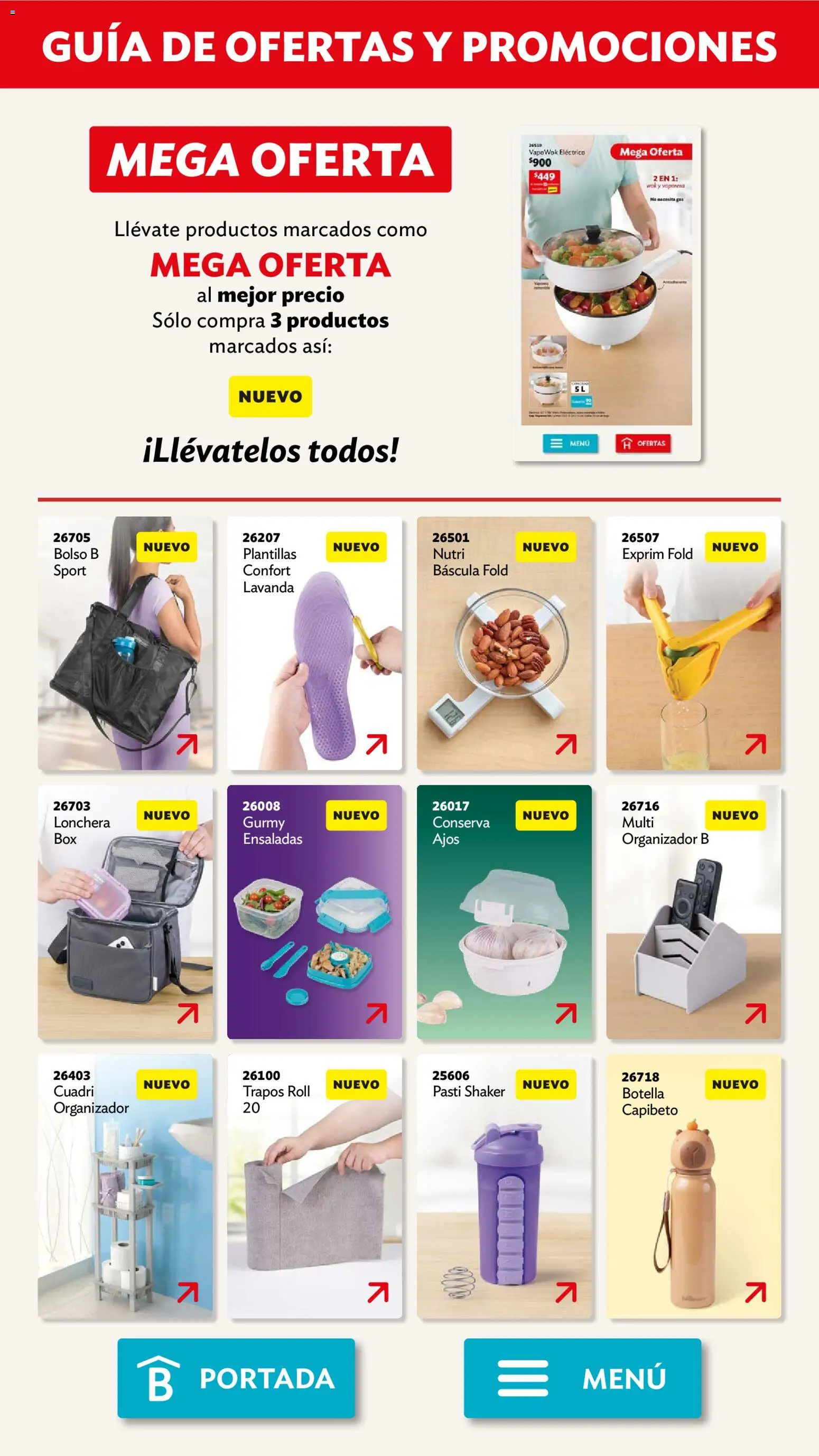 Nuevas ofertas de Betterware válidas en toda la República Mexicana desde el 05.01.2026. ¡Encuentra las mejores ofertas en Betterware campaña 1 2026! | Página: 113 | Productos: Bolso, Organizador, Botella, Wok