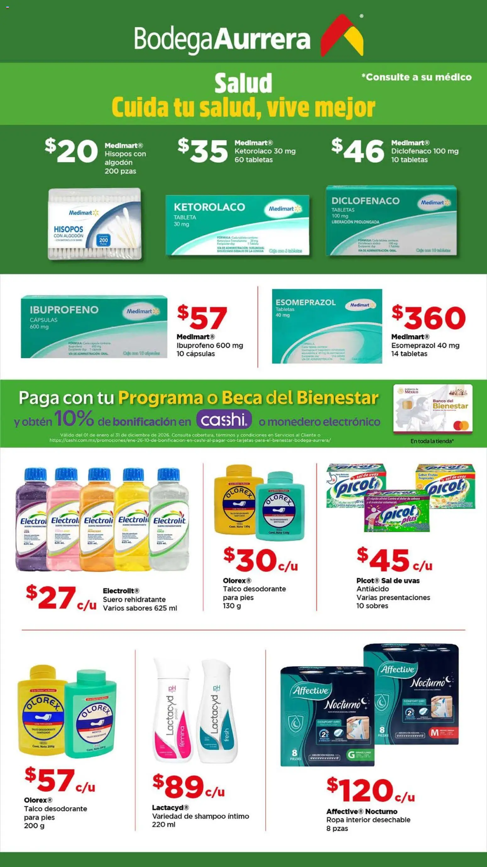 Nuevas ofertas de Bodega Aurrerá válidas en toda la República Mexicana desde el 22.04.2026. ¡Encuentra las mejores ofertas en Bodega Aurrerá folleto Cuida a tu bebé y a toda tu familia ! | Página: 4 | Productos: Desodorante, Sal, Monedero, Tableta