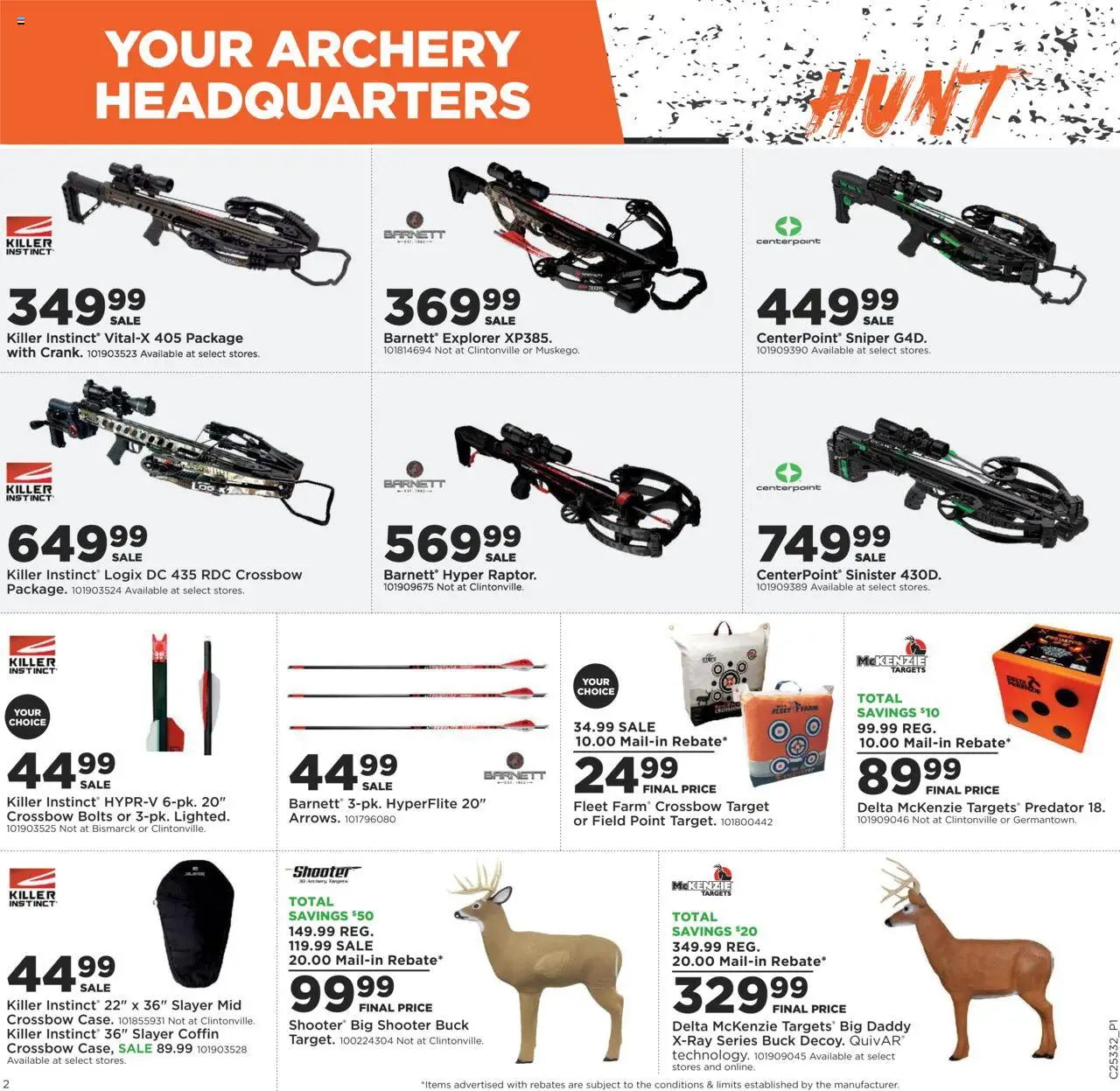 Mills Fleet Farm Gear Up For the Hunt - valid from 14.08.2025 | Page: 2 | Products: Bolts, Crossbow, Archery