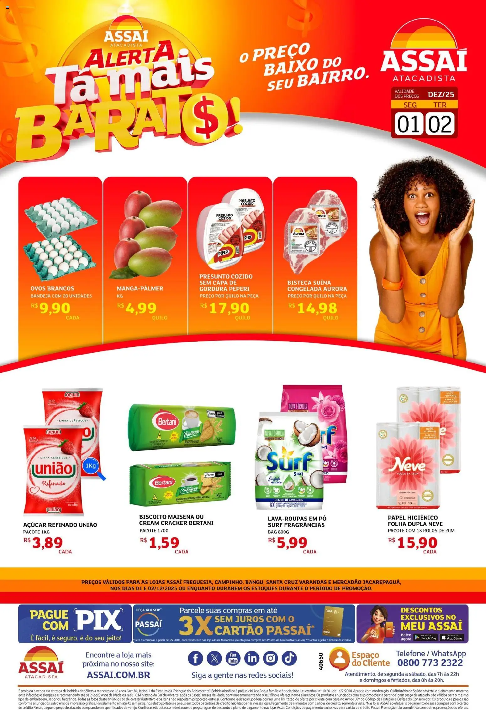 Assaí Atacadista Folheto - válido de 01.12.2025 | Página: 1 | Produtos: Manteiga, Ovos, Cream cracker, Papel higiênico
