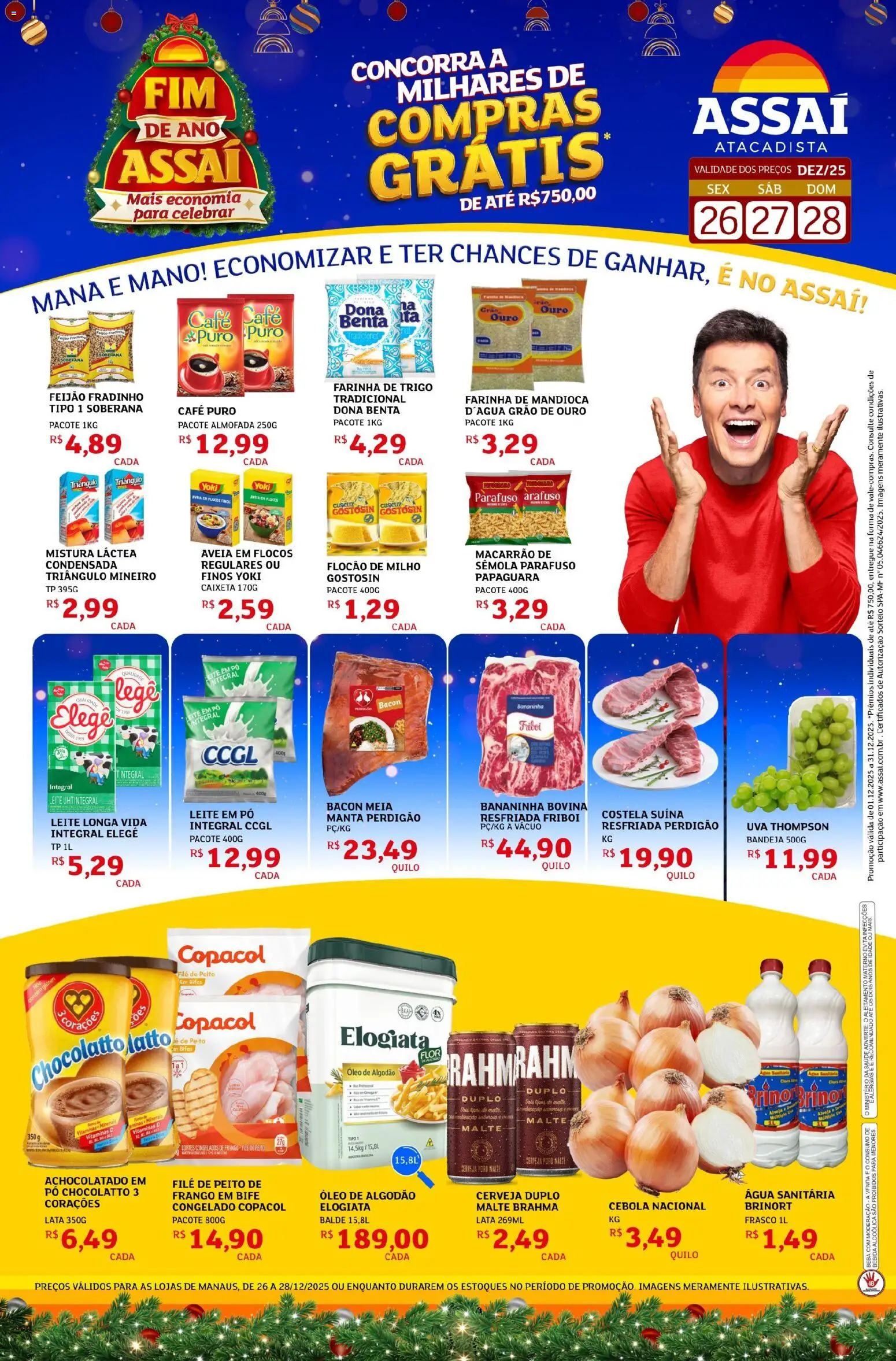 Assaí Atacadista Folheto - válido de 26.12.2025 | Página: 1 | Produtos: Farinha de trigo, Flocos, Algodão, Leite em pó