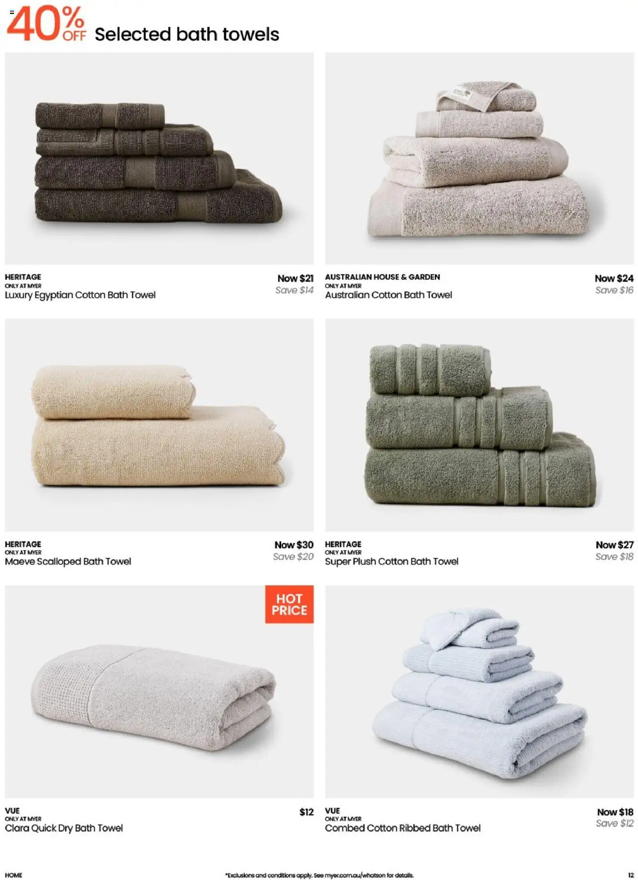 Myer catalogue - valid from 12.08.2025 | Page: 12 | Products: Bath, Towels