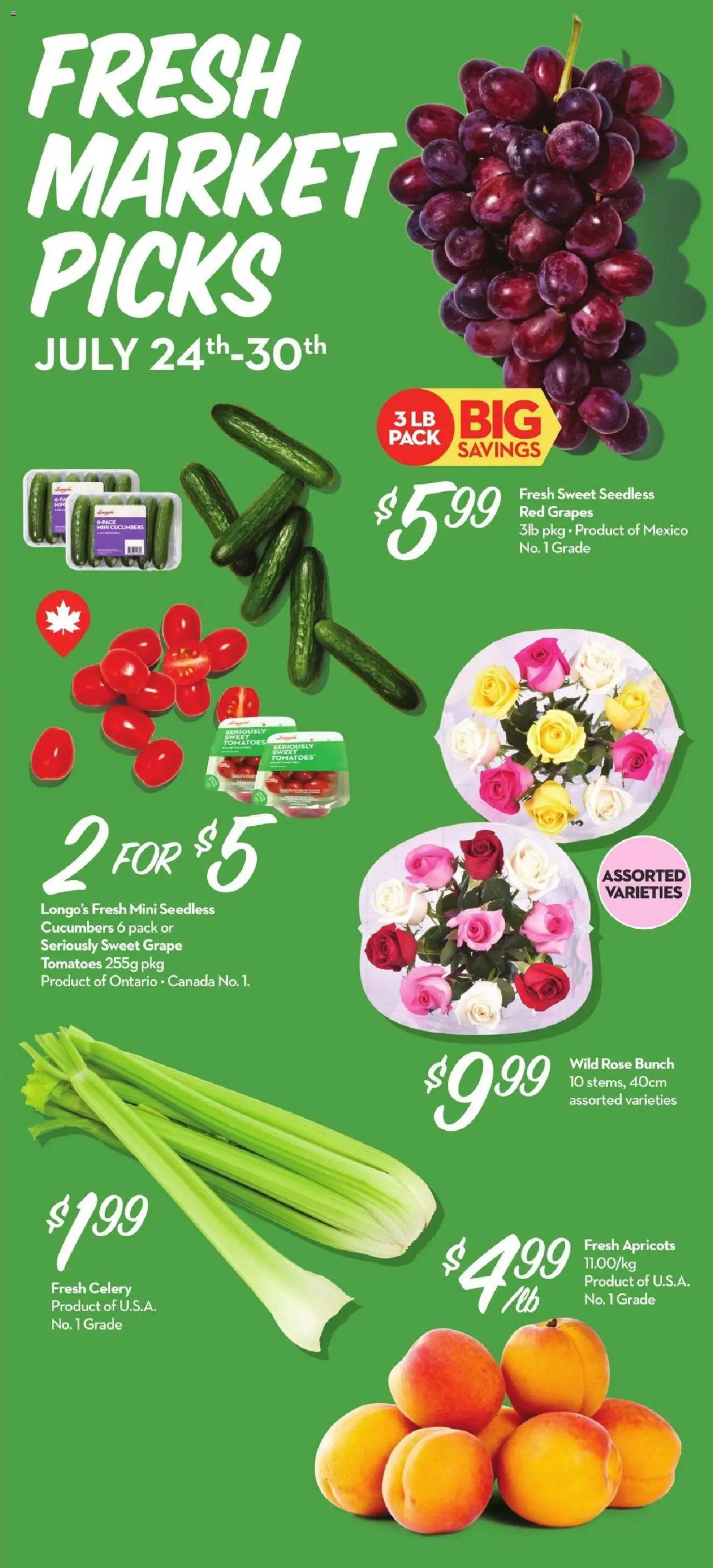 Longo's flyer valid from 24.07.2025 | Page: 2 | Products: Cucumbers, Tomatoes