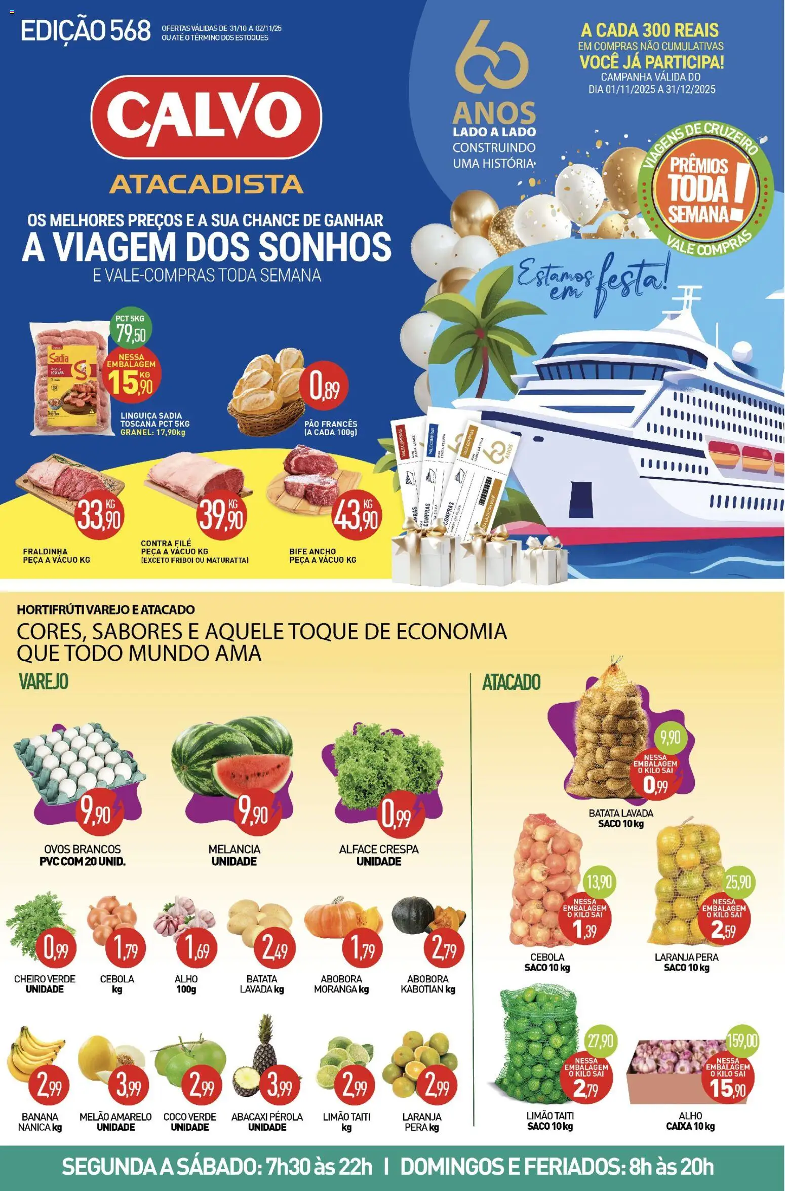 Calvo Atacadista Folheto - válido de 31.10.2025 | Página: 1 | Produtos: Coco, Moranga, Cebola, Pão francês