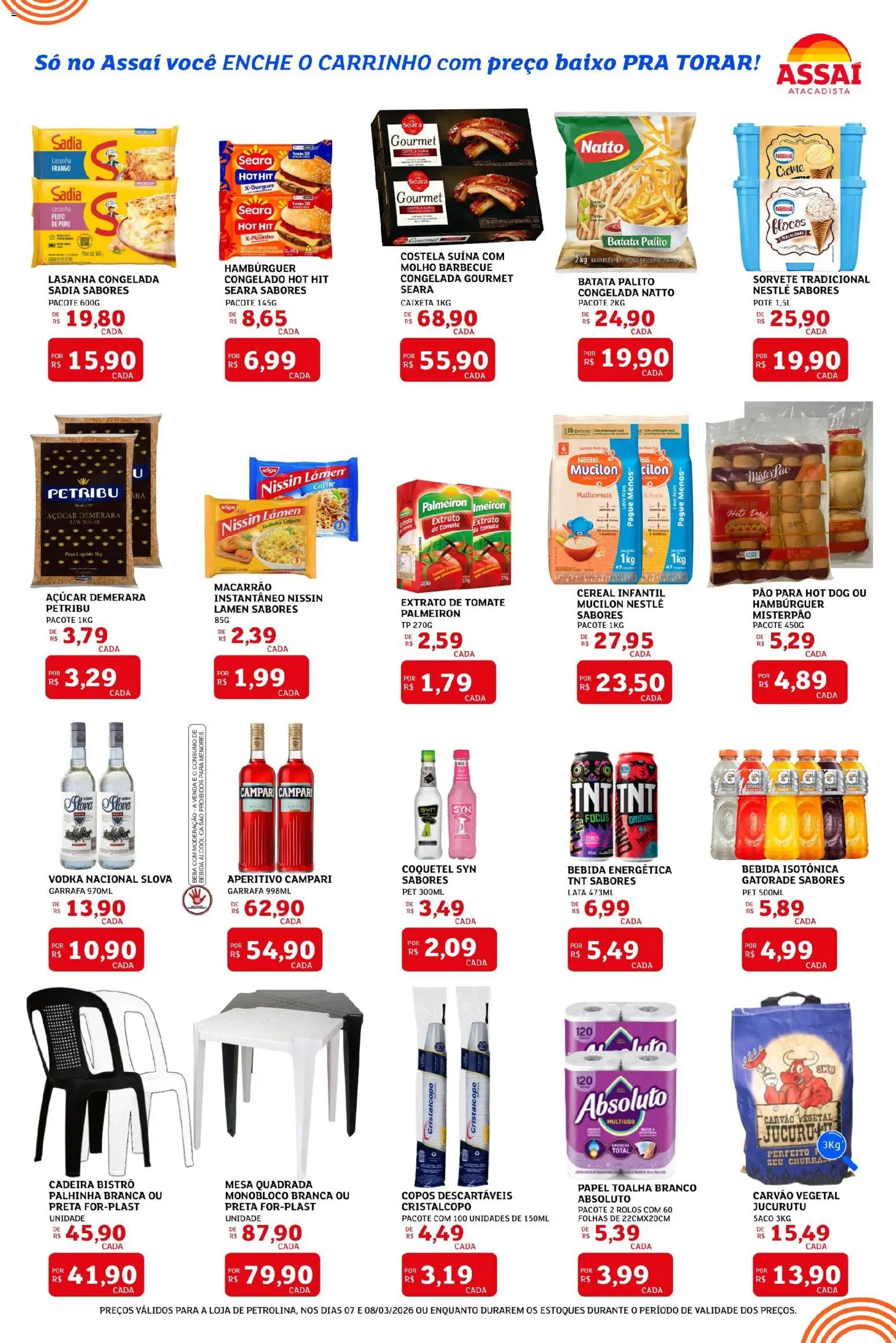 Assaí Atacadista Folheto - válido de 07.03.2026 | Página: 2 | Produtos: Gatorade, Copos descartáveis, Carne, Hambúrguer