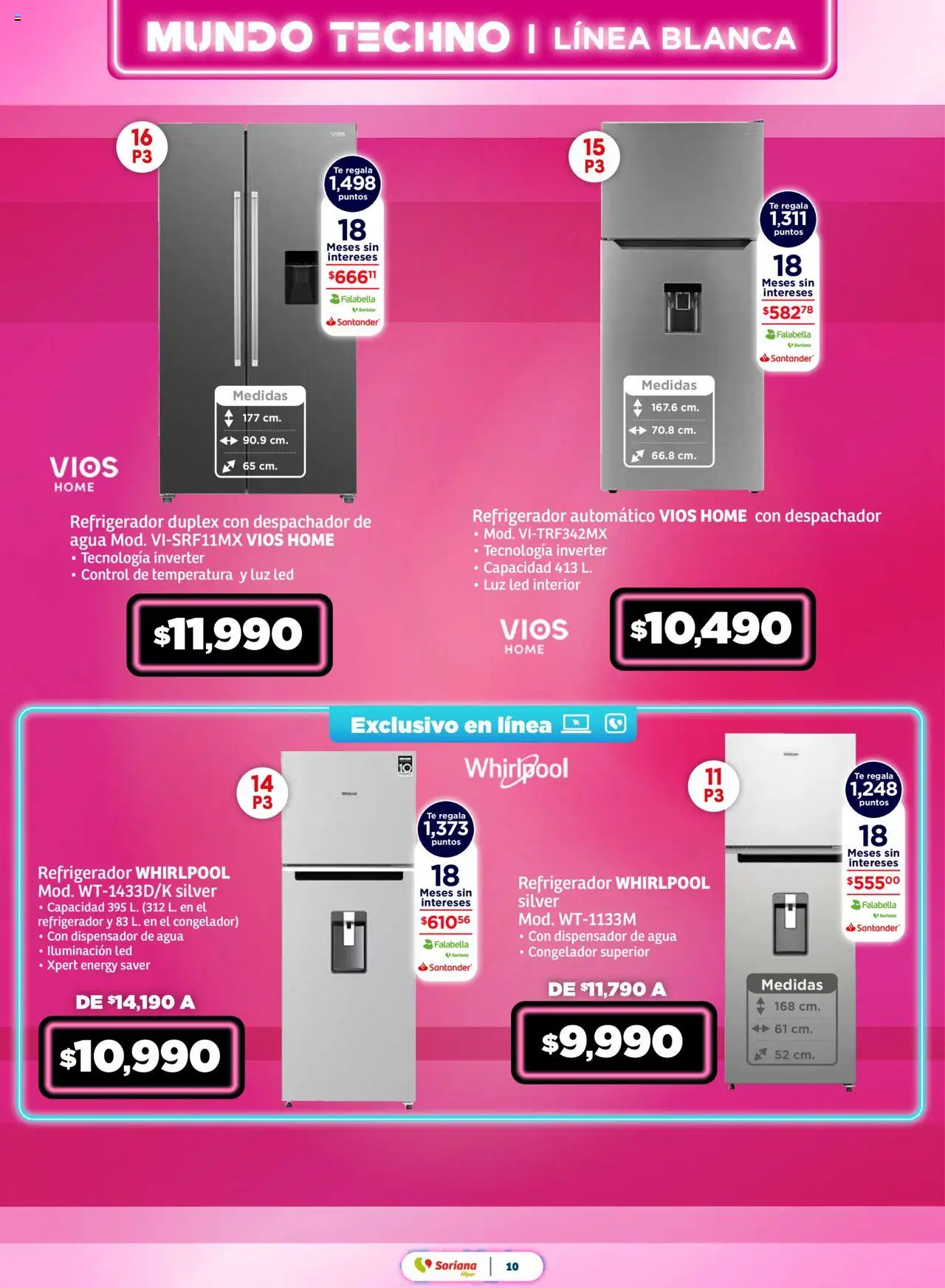 Nuevas ofertas de Soriana válidas en toda la República Mexicana desde el 28.08.2025. ¡Encuentra las mejores ofertas en Soriana - Mundo Techno Súper Nacional! | Página: 11 | Productos: Refrigerador, Agua, Congelador, Té