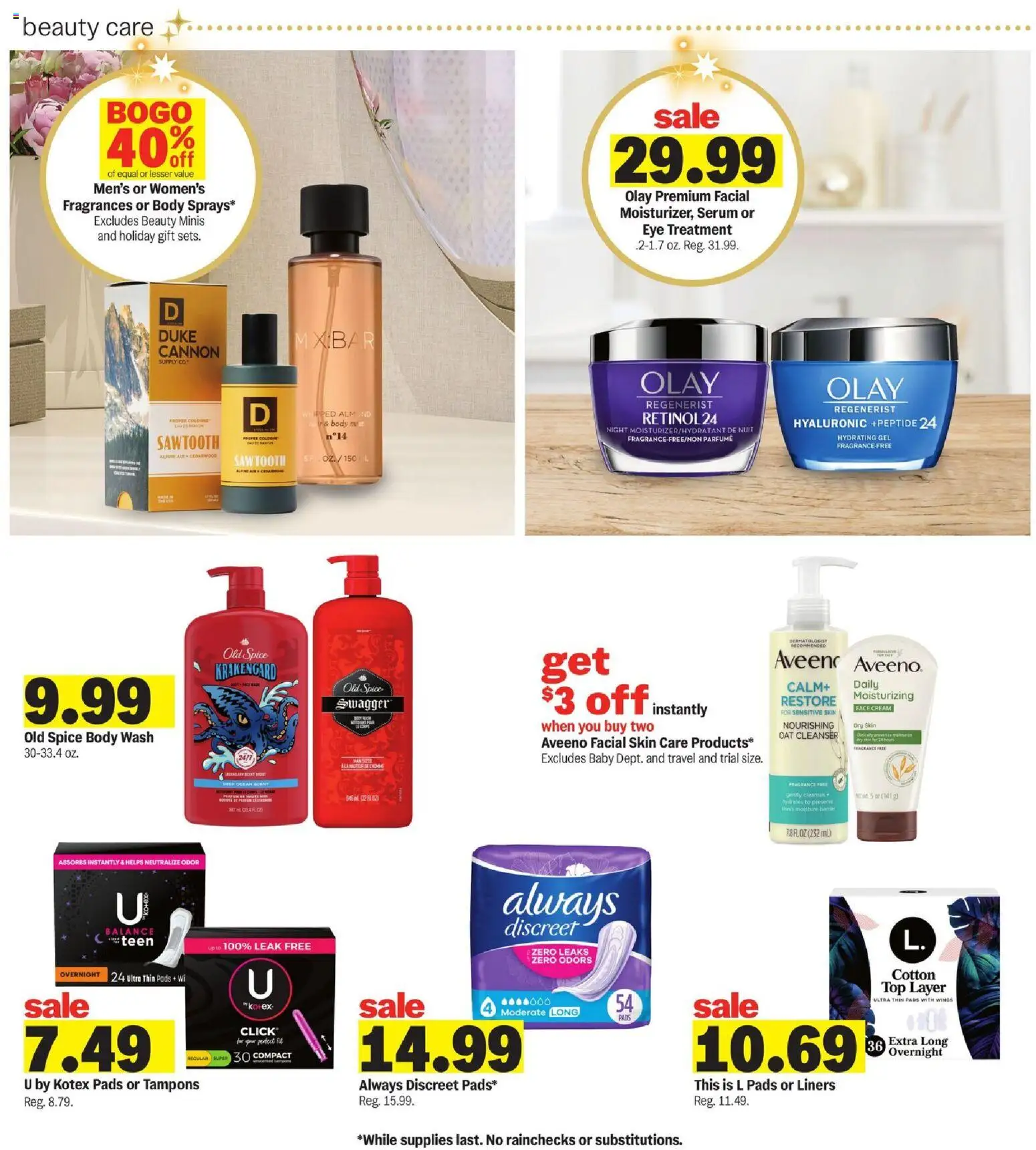 Meijer Weekly Ad - MI - valid from 26.12.2025 | Page: 27 | Products: Pads, Tampons, Cream, Body Wash