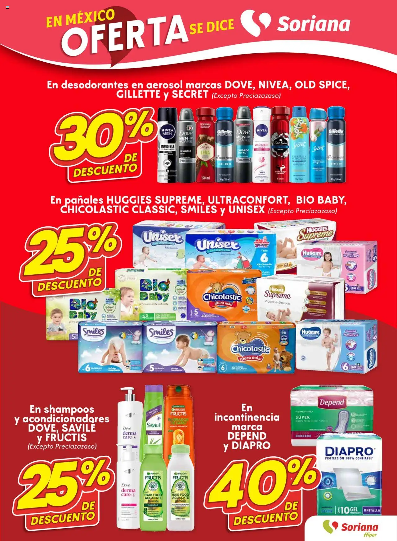 Nuevas ofertas de Soriana válidas en toda la República Mexicana desde el 25.09.2025. ¡Encuentra las mejores ofertas en Soriana - Folleto! | Página: 3 | Productos: Aguacate, Pañales, Acondicionador