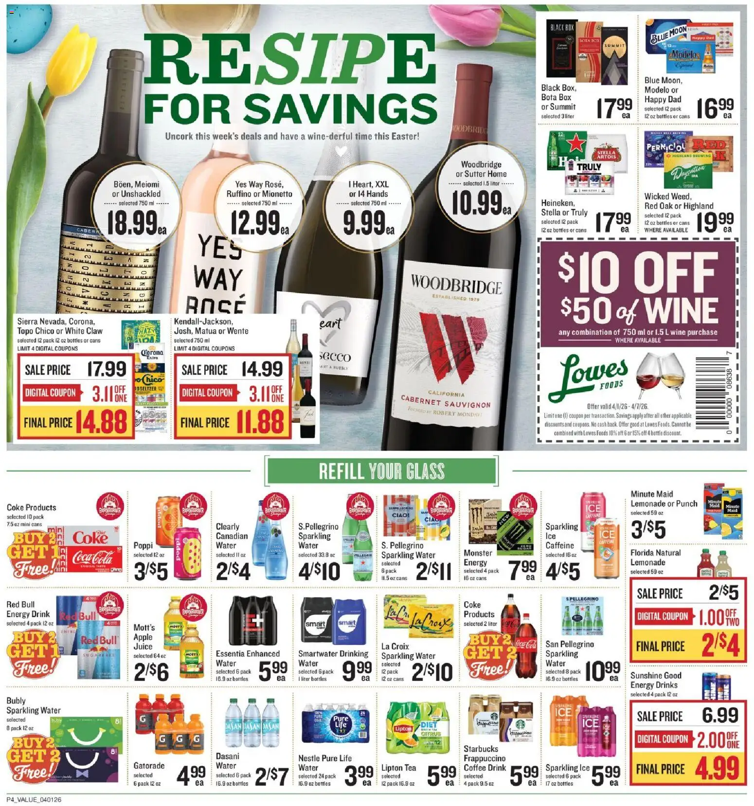 Lowes Foods Weekly Ad - NC - valid from 01.04.2026 | Page: 6 | Products: Box, Juice, Wine, Water