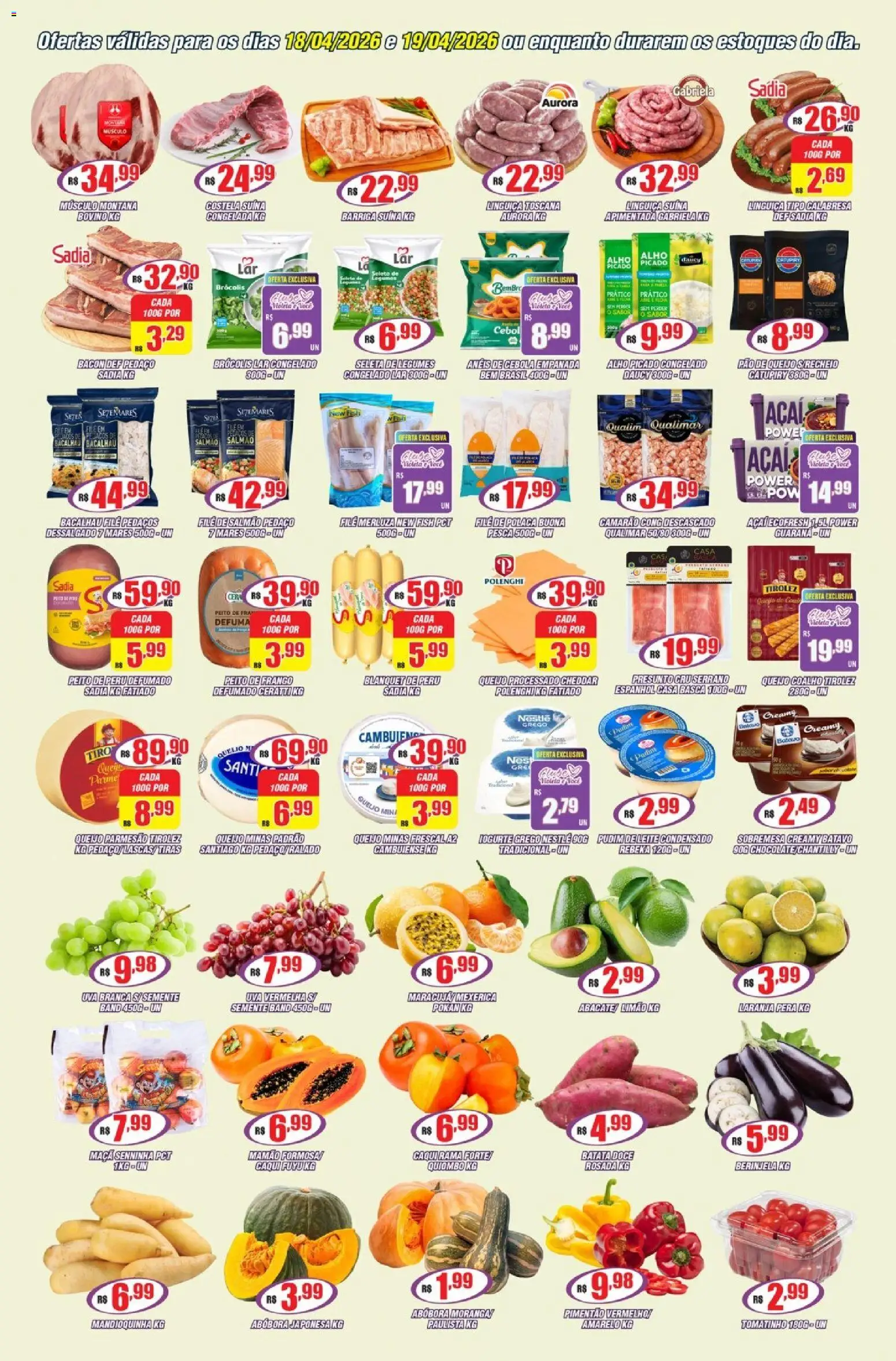 Violeta Supermercados Folheto - válido de 18.04.2026 | Página: 2 | Produtos: Berinjela, Guaraná, Catupiry, Leite condensado