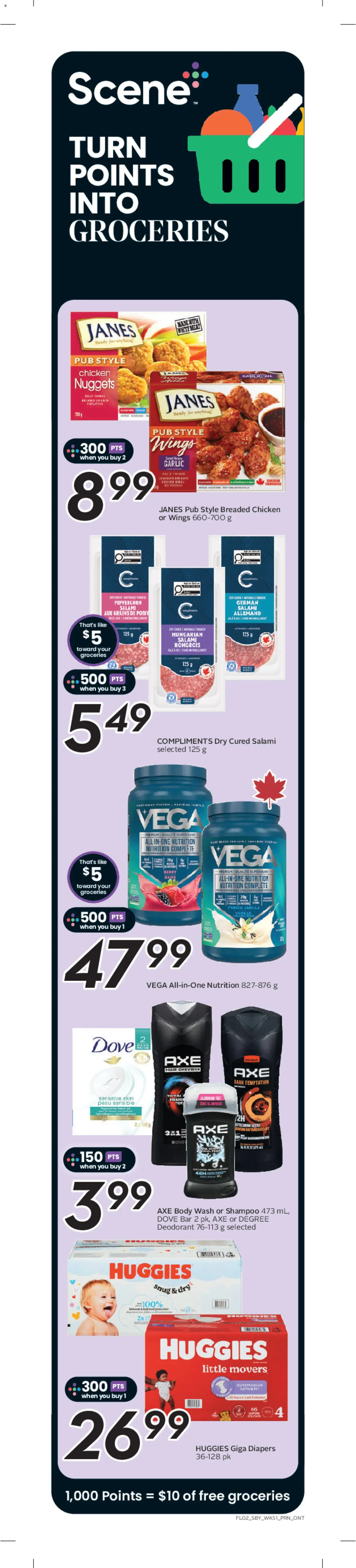 Sobeys flyer valid from 16.04.2026 | Page: 3 | Products: Body wash, Deodorant, Salami, Chicken