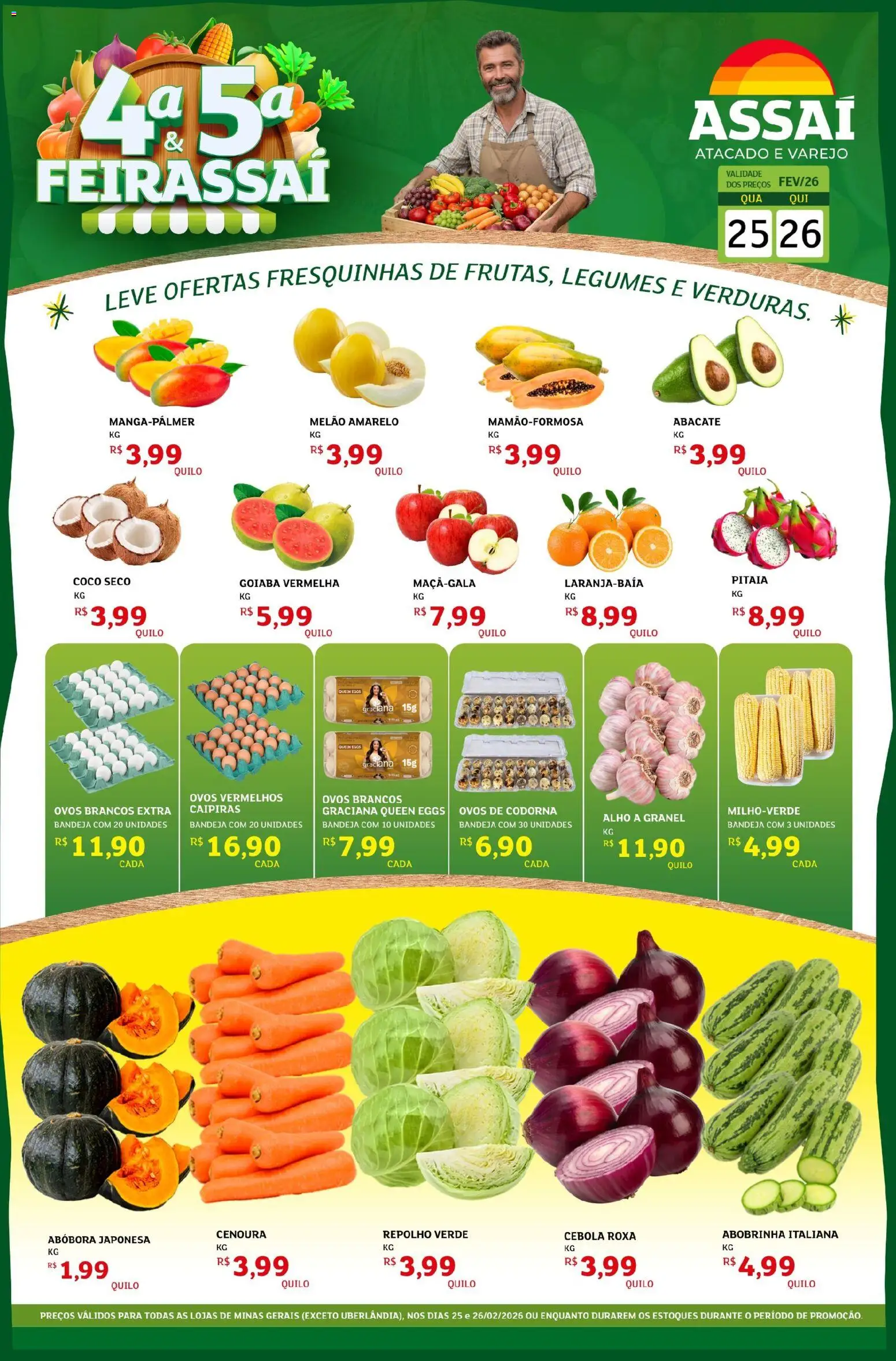 Assaí Atacadista Folheto - válido de 25.02.2026 | Página: 1 | Produtos: Goiaba, Abóbora, Abobrinha, Bandeja