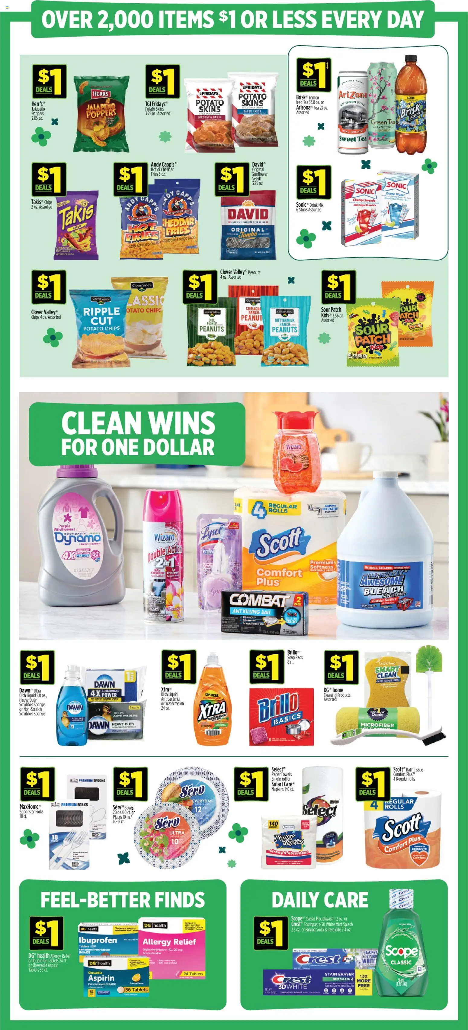 Dollar General Weekly Ad - valid from 22.02.2026 | Page: 8 | Products: Table, Tea, Pads, Sponge