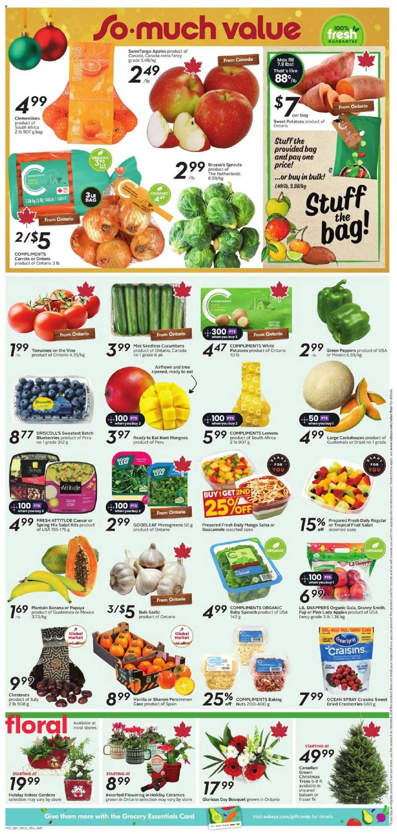 Sobeys flyer valid from 27.11.2025 | Page: 5 | Products: Salad, Potatoes, Case, Bag