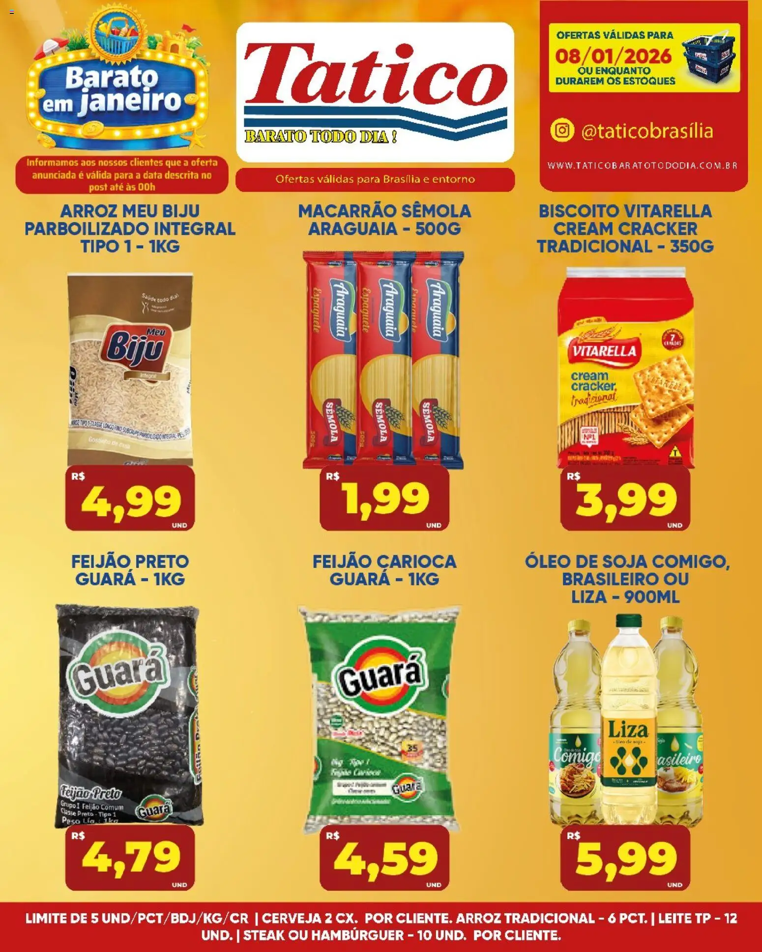 Tatico Folheto - válido de 09.01.2026 | Página: 18 | Produtos: Espaguete, Leite, Óleo, Arroz